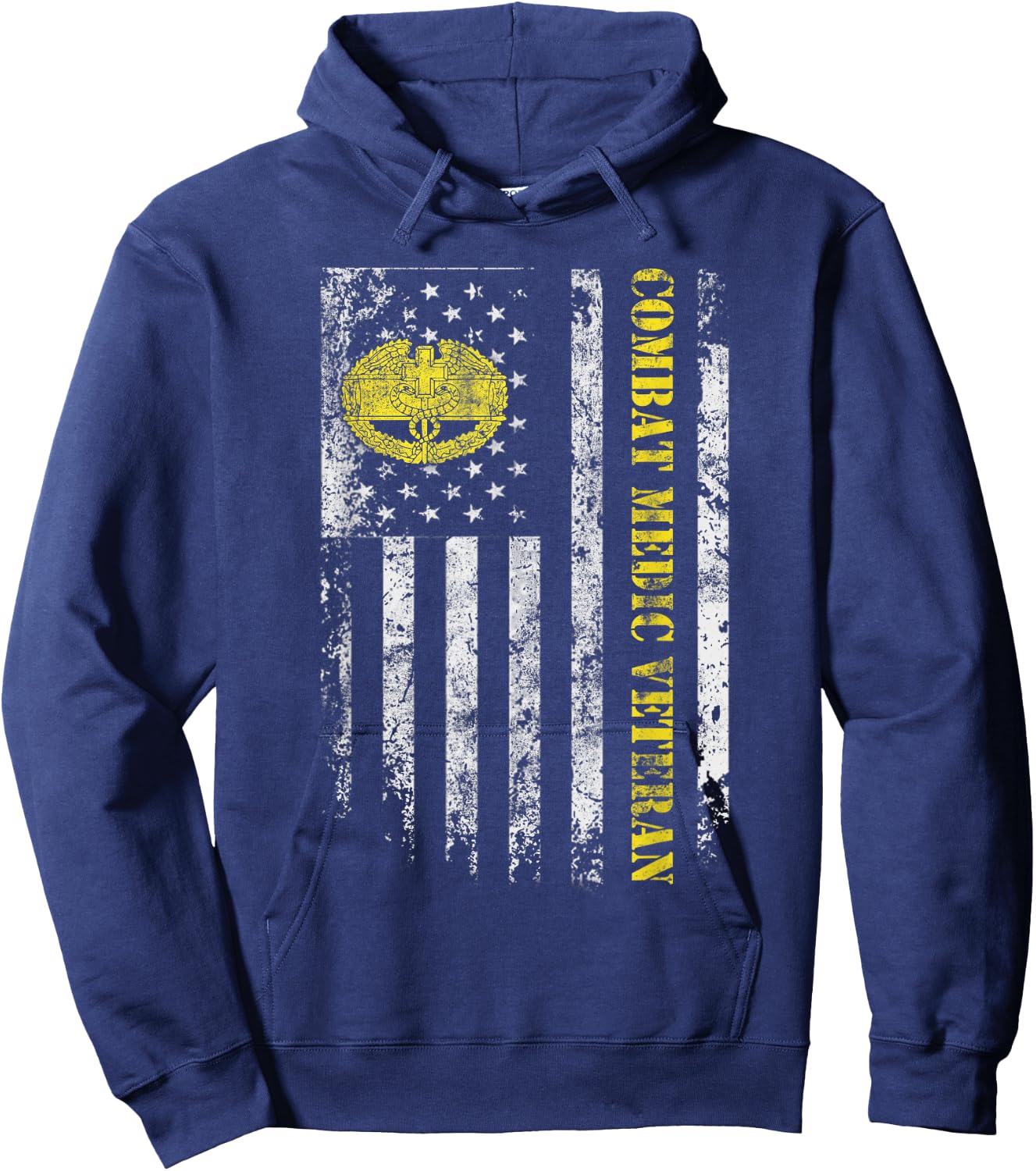 U.S Army Combat Medic Veteran Military American Flag Vintage Hoodie - Hoodie | Navy