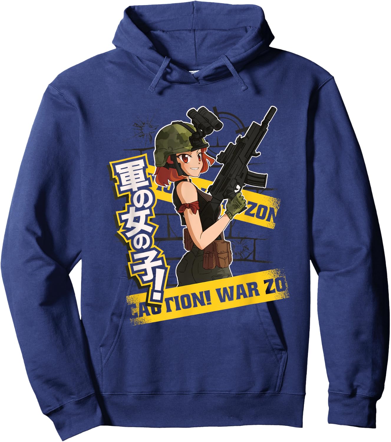 Anime Army Guns and Girls, Bullet Anime Manga Forces Cosplay Hoodie - Hoodie | Navy