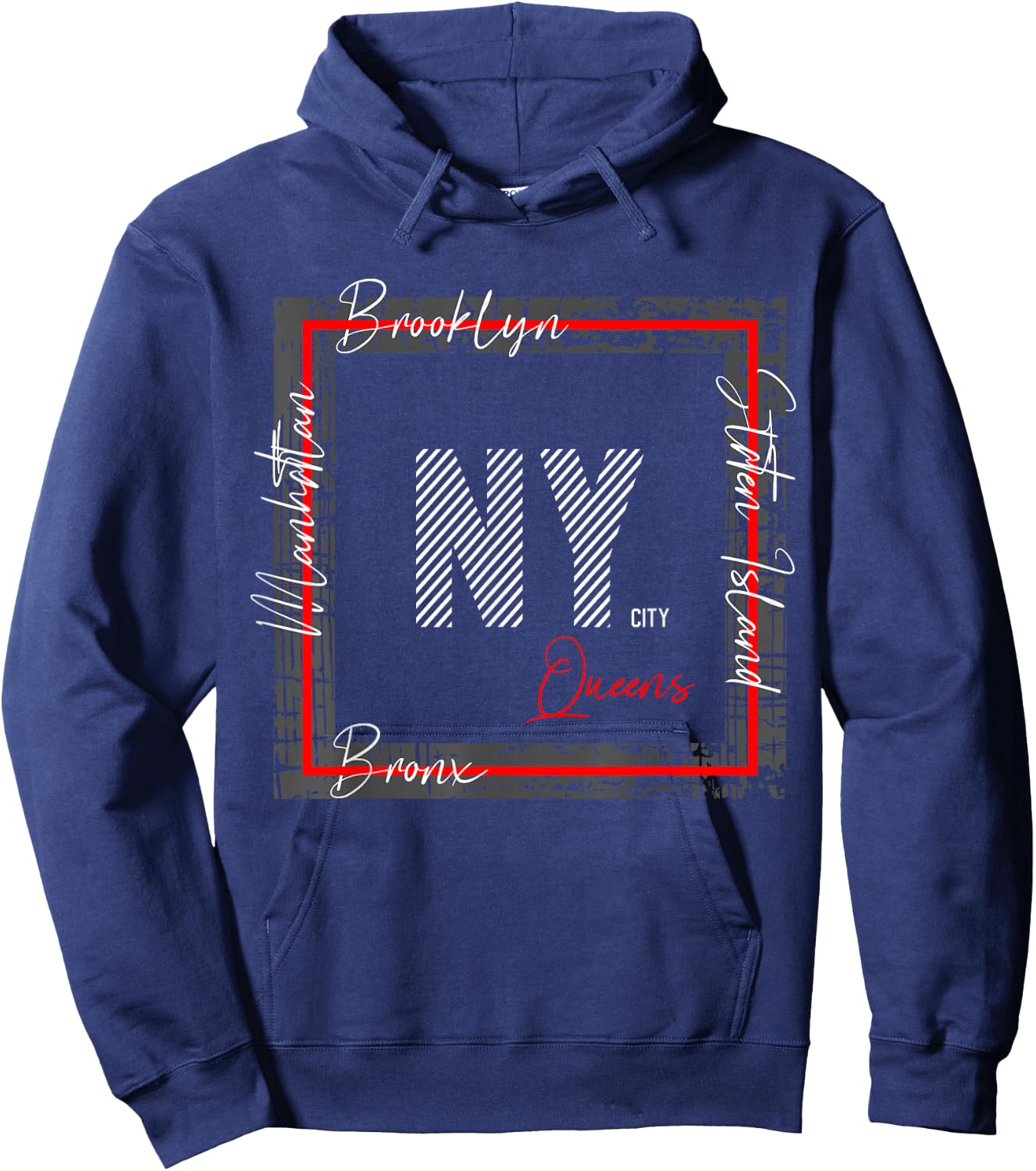 NY Brooklyn Staten Island Manhattan Bronx Queens Hoodie - Hoodie | Navy