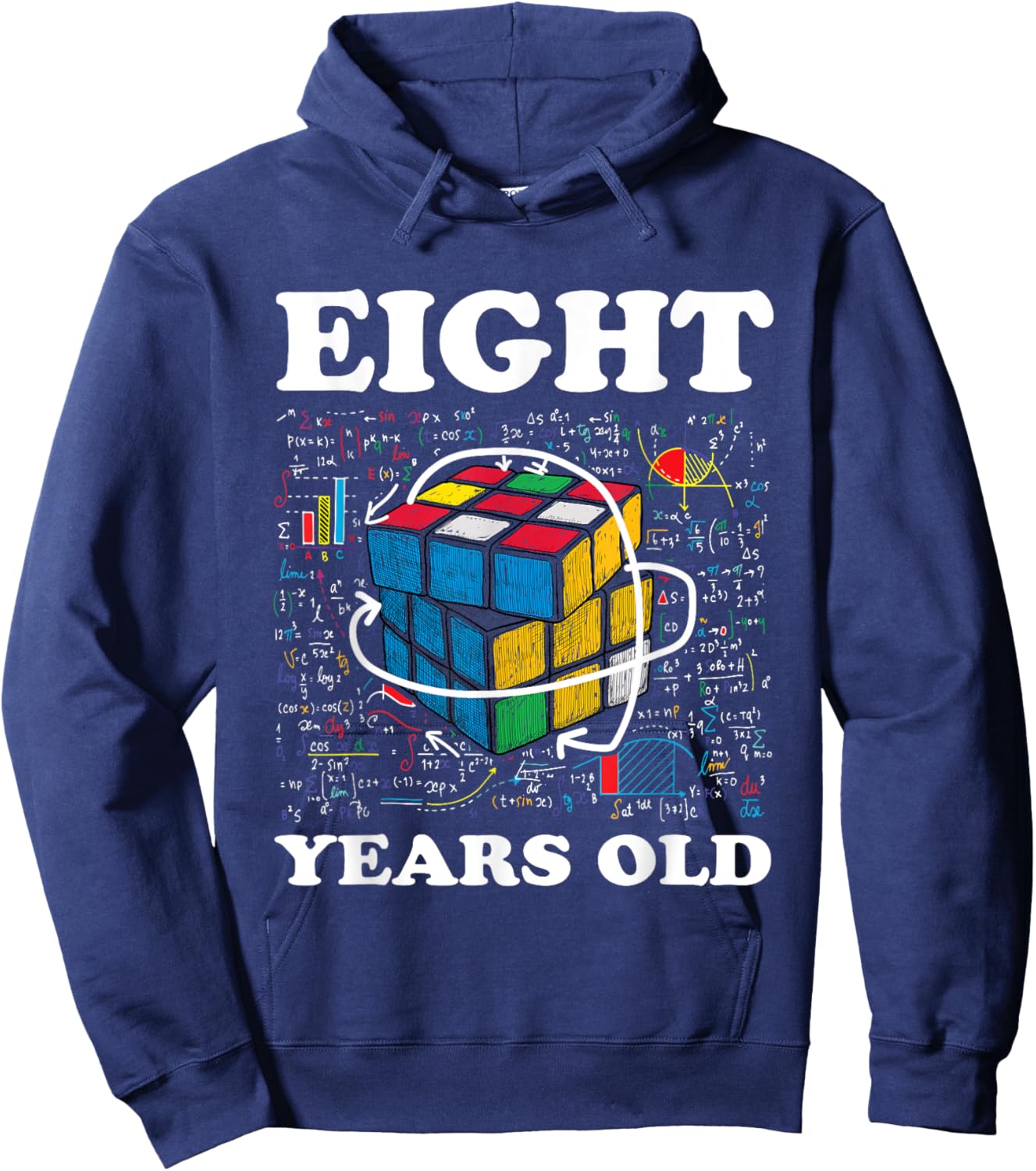 Competitive Speed Cubing 8 Years Old Birthday for Boy Girl Hoodie - Hoodie | Navy