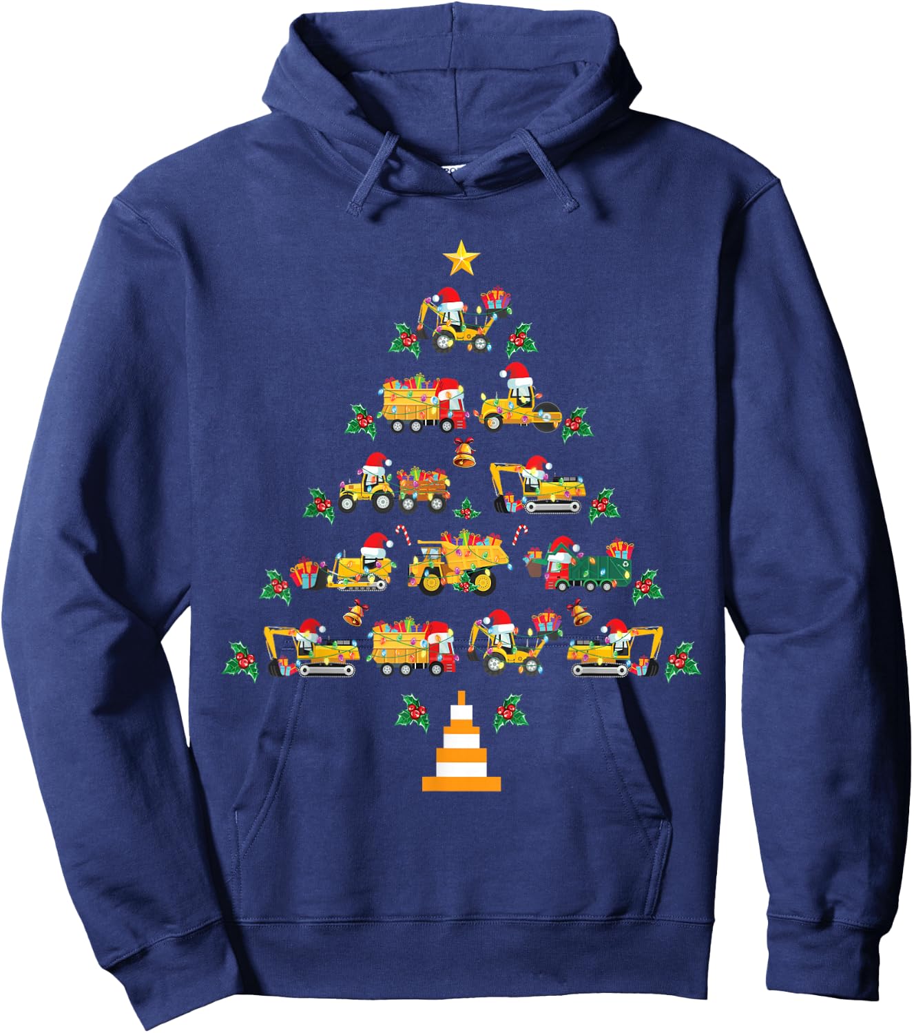 Christmas Trucks Boys Kids Funny Christmas Tree Truck Hoodie - Hoodie | Navy