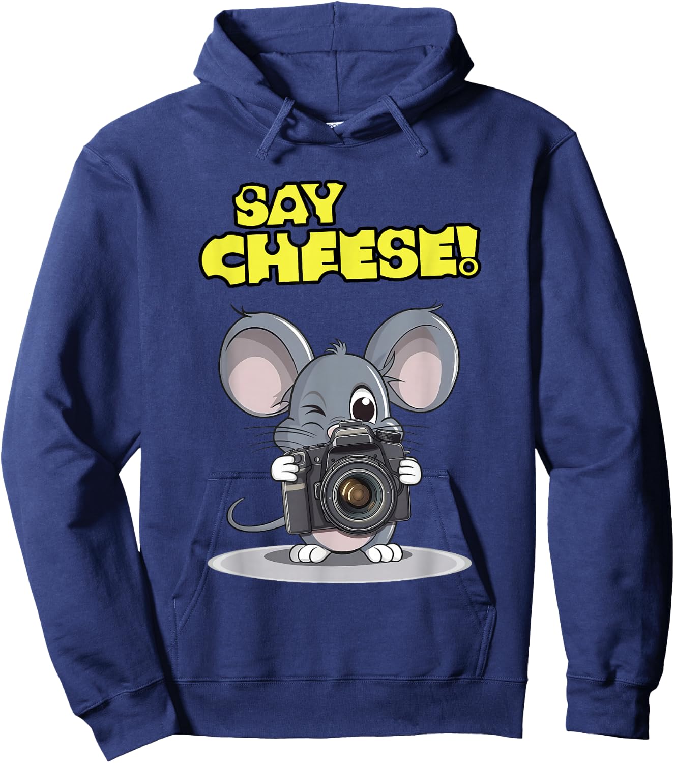 Say Cheese Funny Mouse Photographer Photo Camera Humor Hoodie - Hoodie | Navy