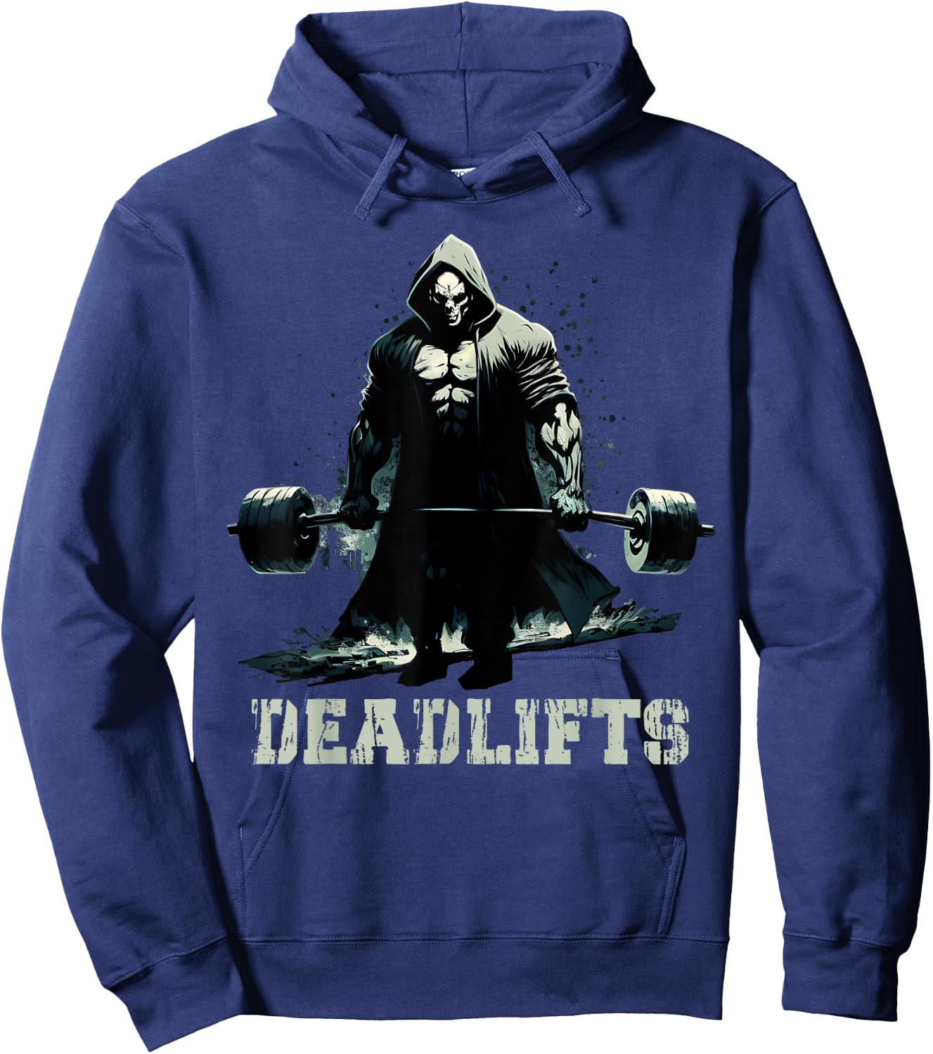 Deadlifts Funny Gym Leg Day Grim Reaper Deadlifting Weights Hoodie - Hoodie | Navy