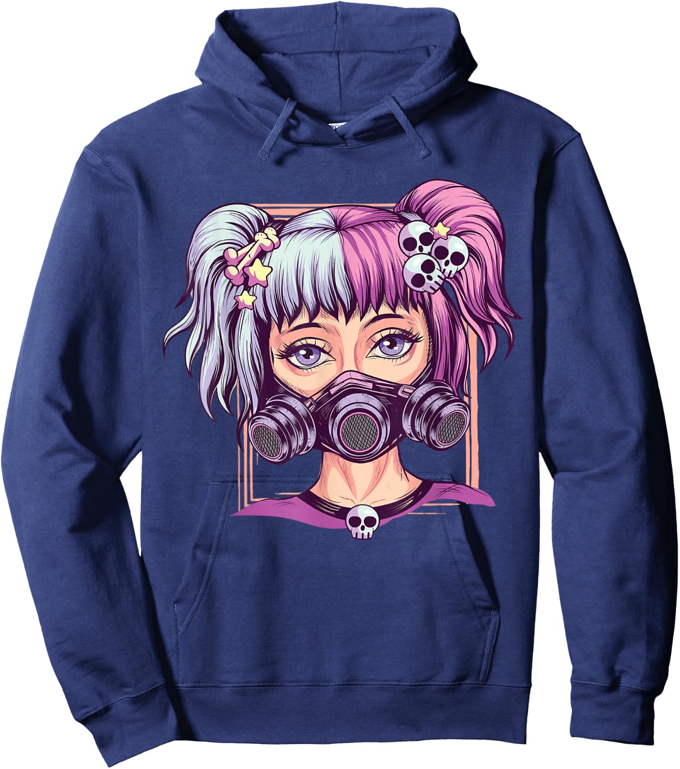 Steampunk Pastel Goth Girl Creepy Anime Cyber Punk Nu Goth Hoodie - Hoodie | Navy