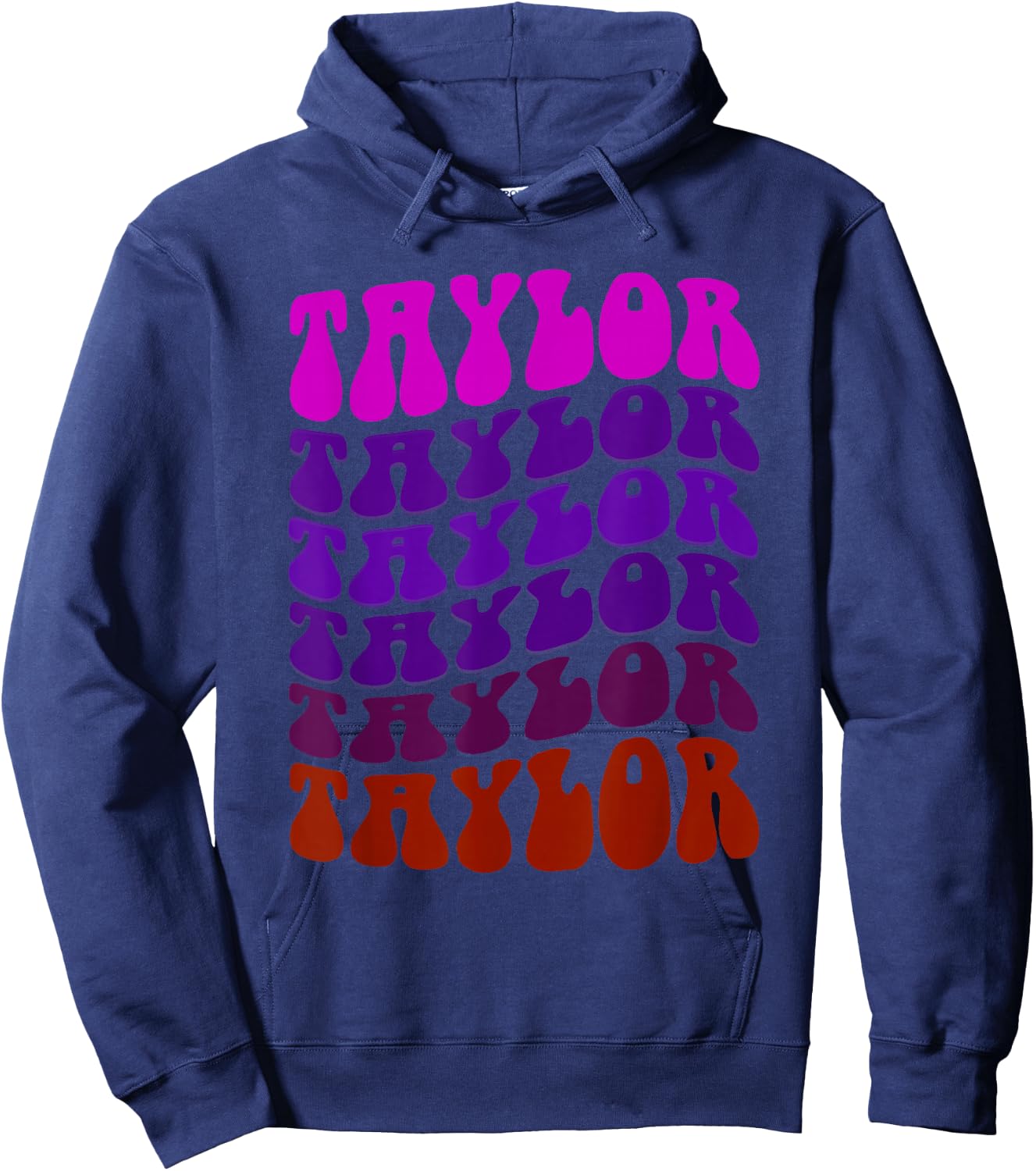 Retro TAYLOR Girl First Name Wavy My Birthday Personalized Hoodie - Hoodie | Navy