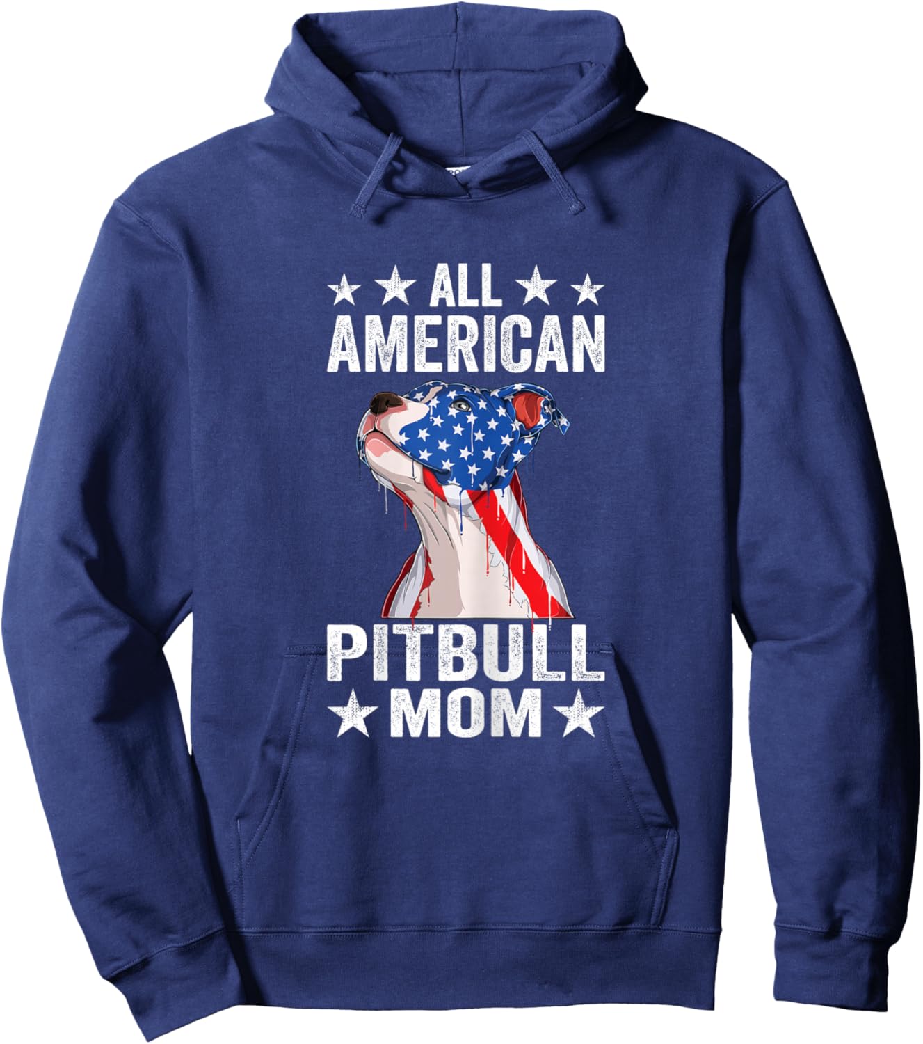 All American Pitbull Mom Patriotic 4th of July Pitbull Hoodie - Hoodie | Navy