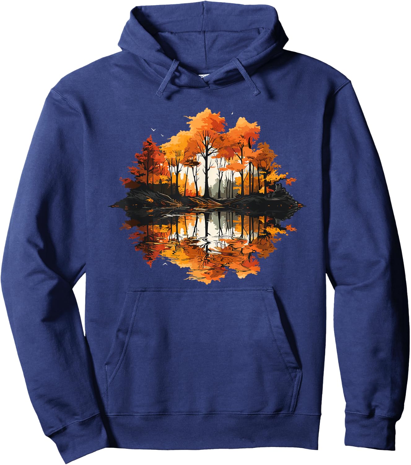 Nature Reflection Forest Trees Outdoor Wildlife Hoodie - Hoodie | Navy