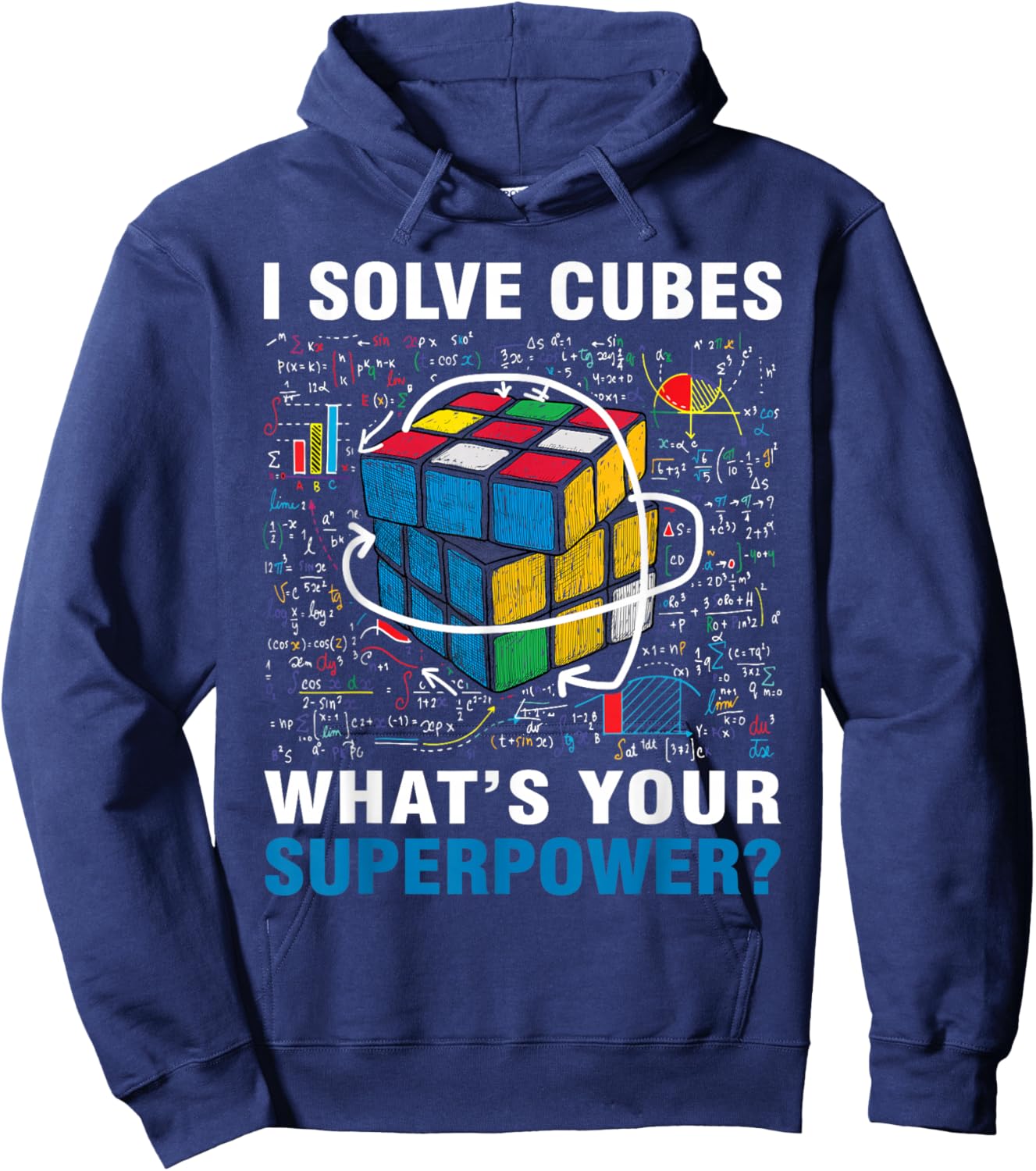 I Solve Cubes Superpower Funny Speed Cubing Boys Girls Kids Hoodie - Hoodie | Navy