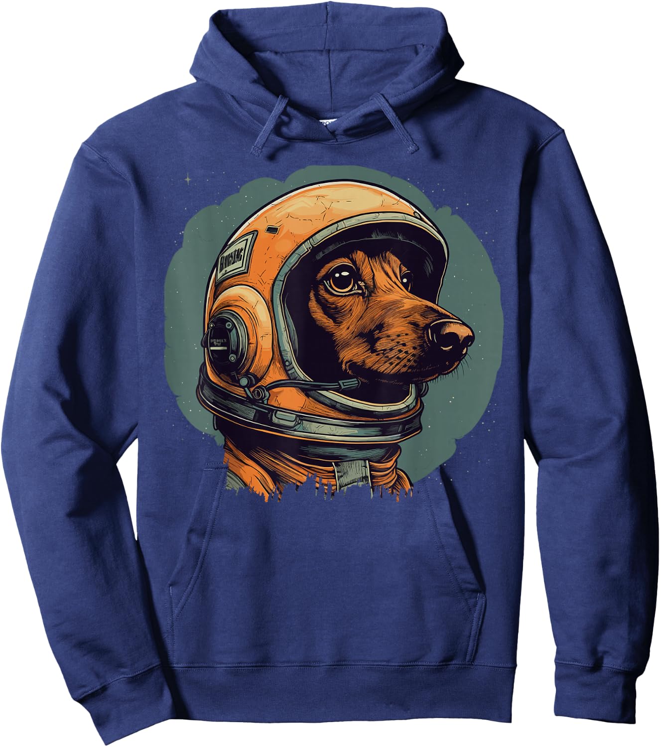 Vintage Dachshund Wiener Astronaut Dog In Space Helmet Suite Hoodie - Hoodie | Navy
