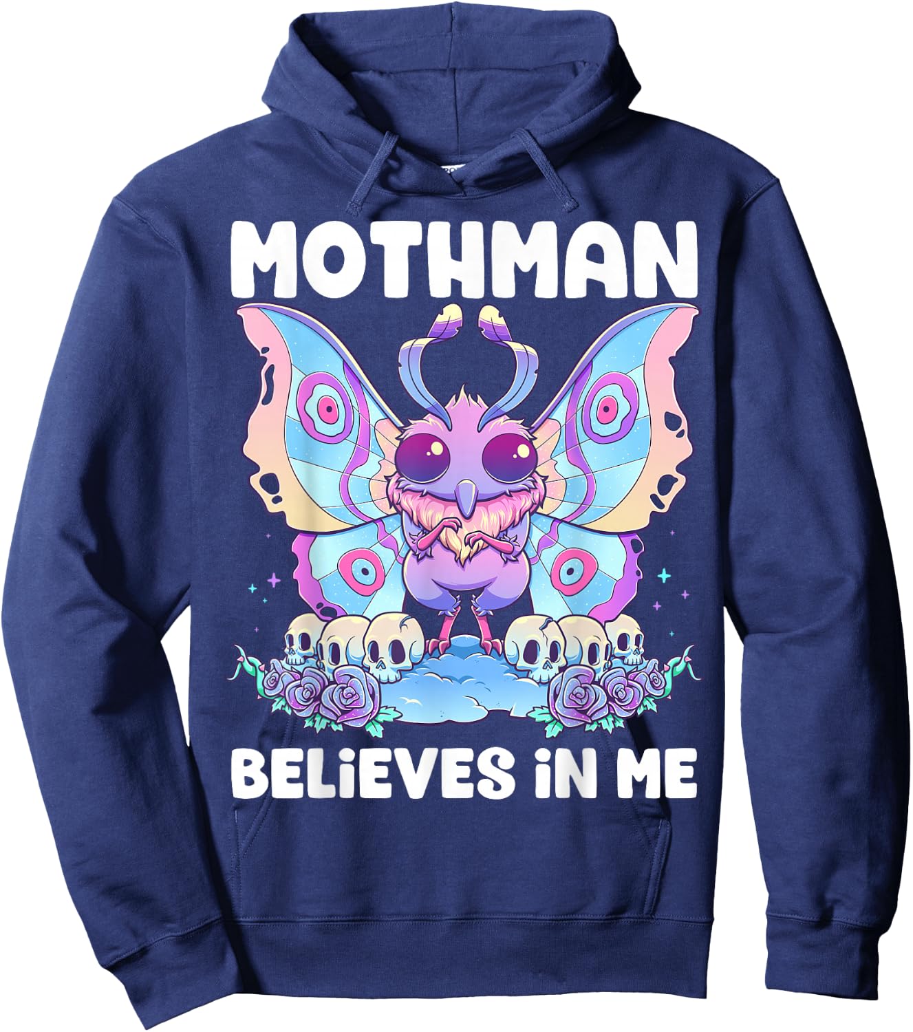 Pastel Goth Mothman Believes In Me Gothic Cryptid Wicca Hoodie - Hoodie | Navy