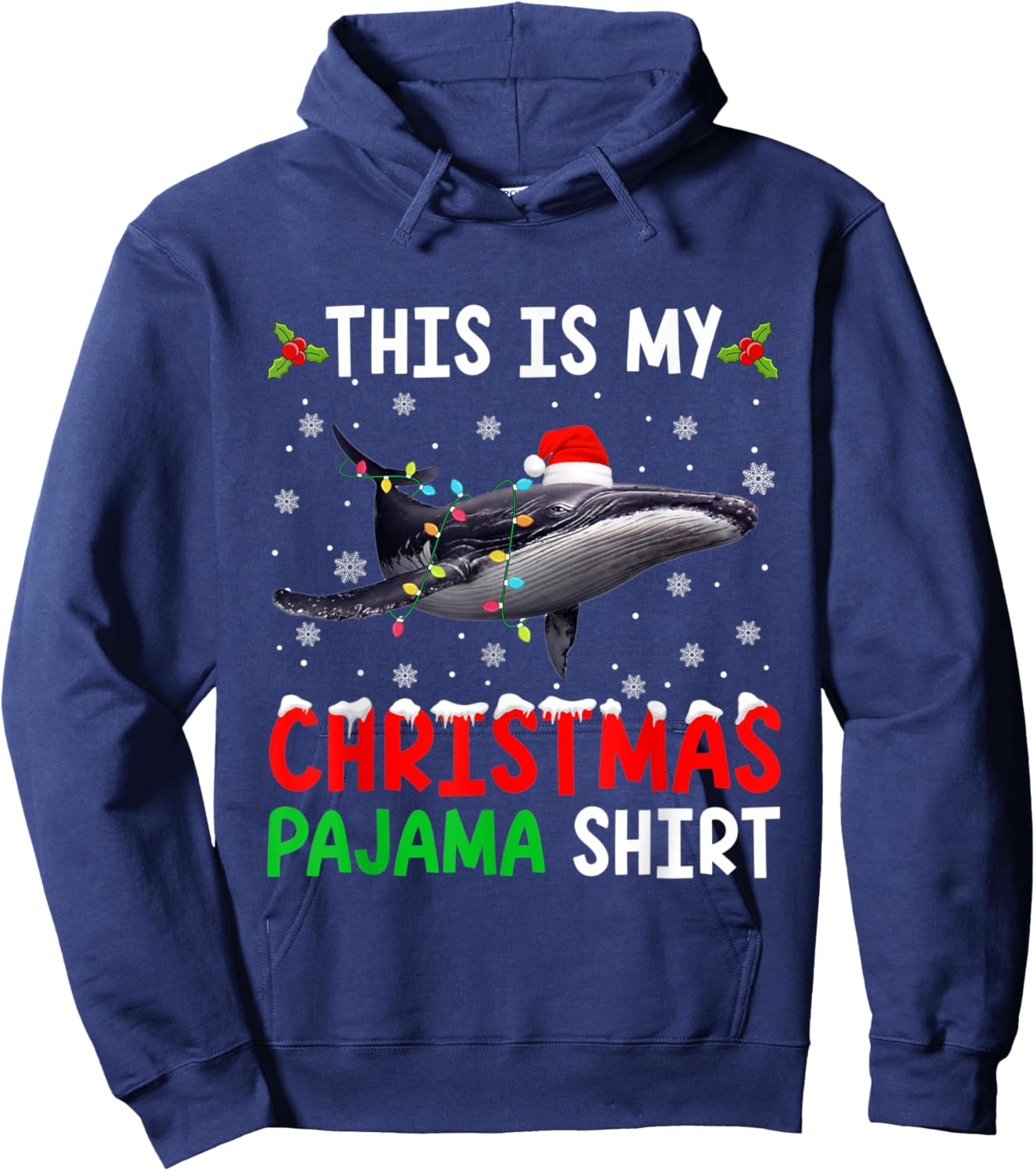This Is My Christmas Pajama Whale Xmas Funny Animals Hoodie - Hoodie | Navy