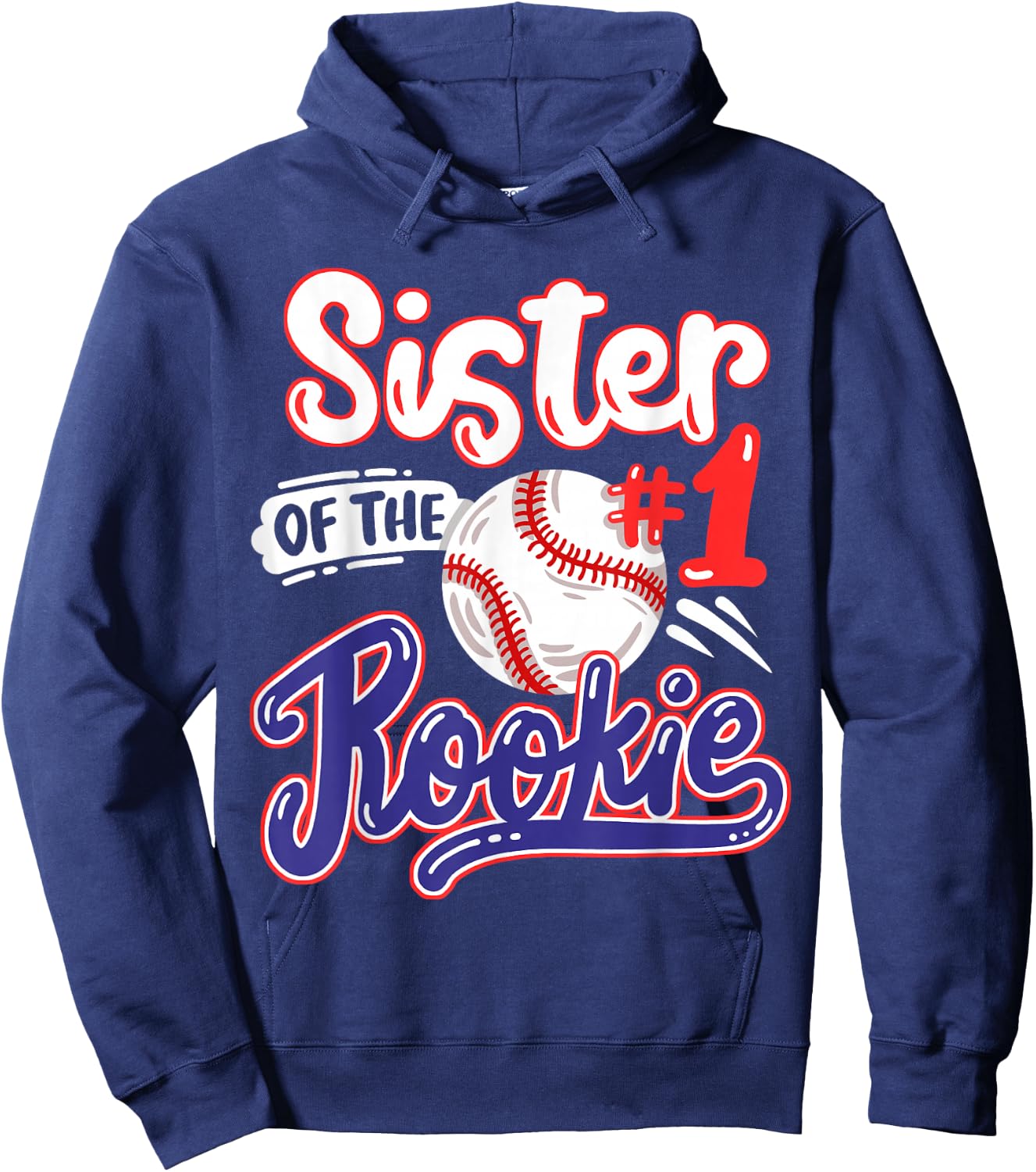 Sister of Rookie 1st Baseball Birthday Party Theme Matching Hoodie - Hoodie | Navy