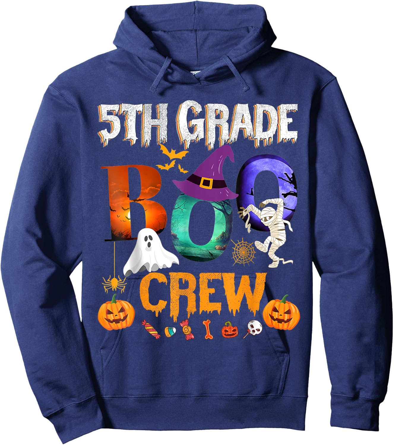 5th Grade Boo Crew Teacher Student Funny Halloween Costume Women Kids Hoodie - Hoodie | Navy