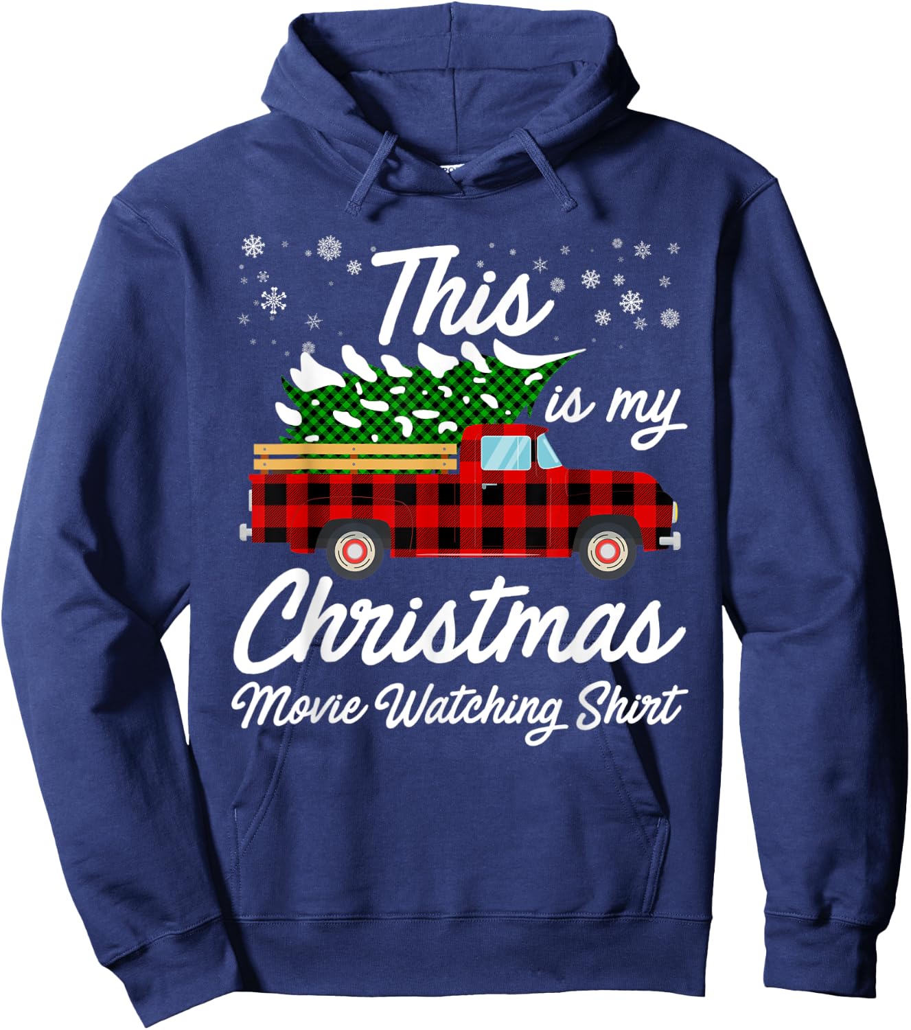 Funny Plaid Christmas This Is My Christmas Movie Watching Hoodie - Hoodie | Navy