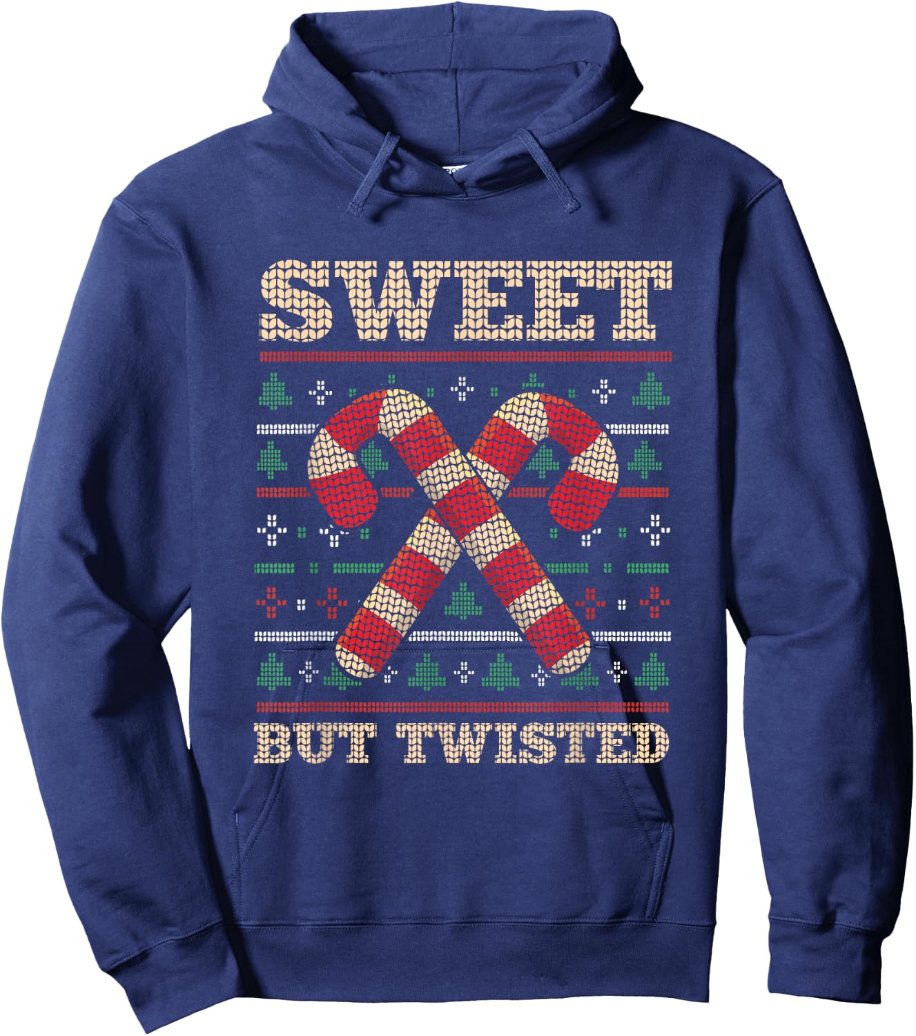 Sweet But Twisted Funny Candy Cane Christmas Hoodie - Hoodie | Navy