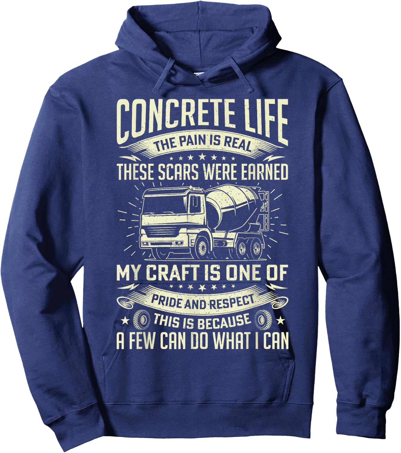 Concrete Life Funny Concrete Finisher Cement Worker Dad Hoodie - Hoodie | Navy