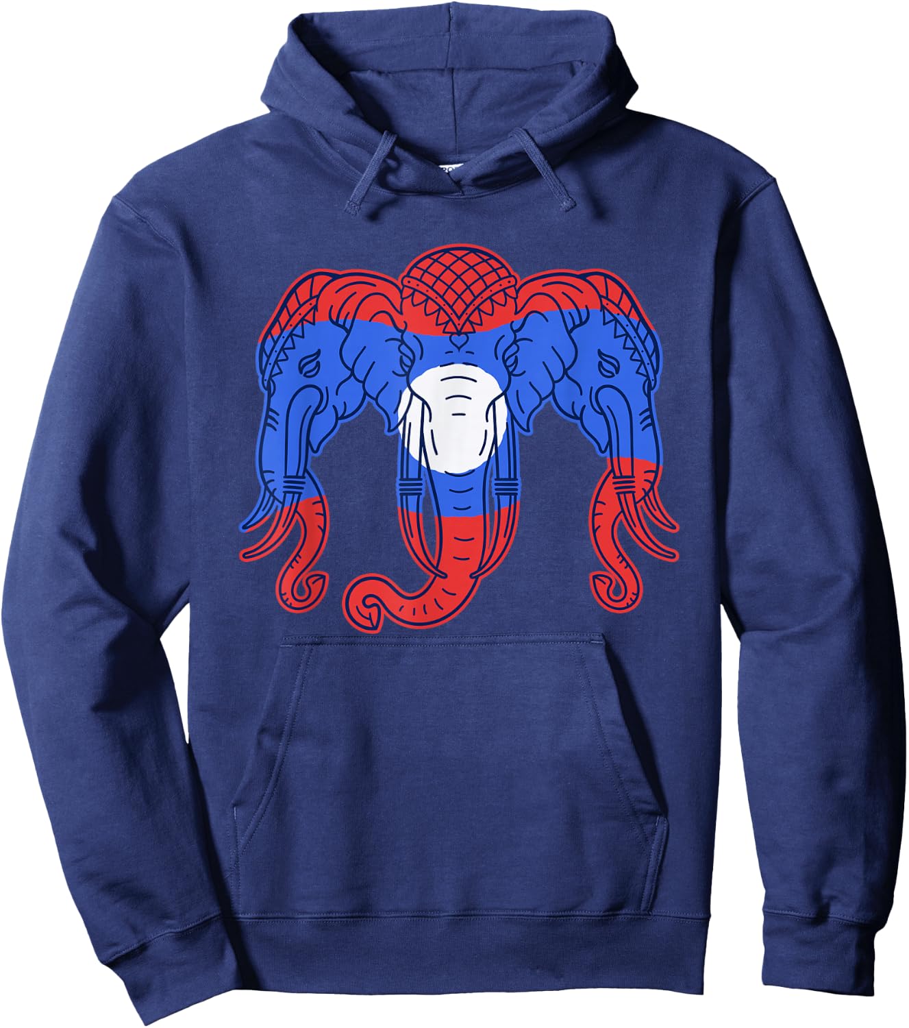 3 Headed Elephant Kingdom of Laos Flag Funny Lao Erawan Hoodie - Hoodie | Navy