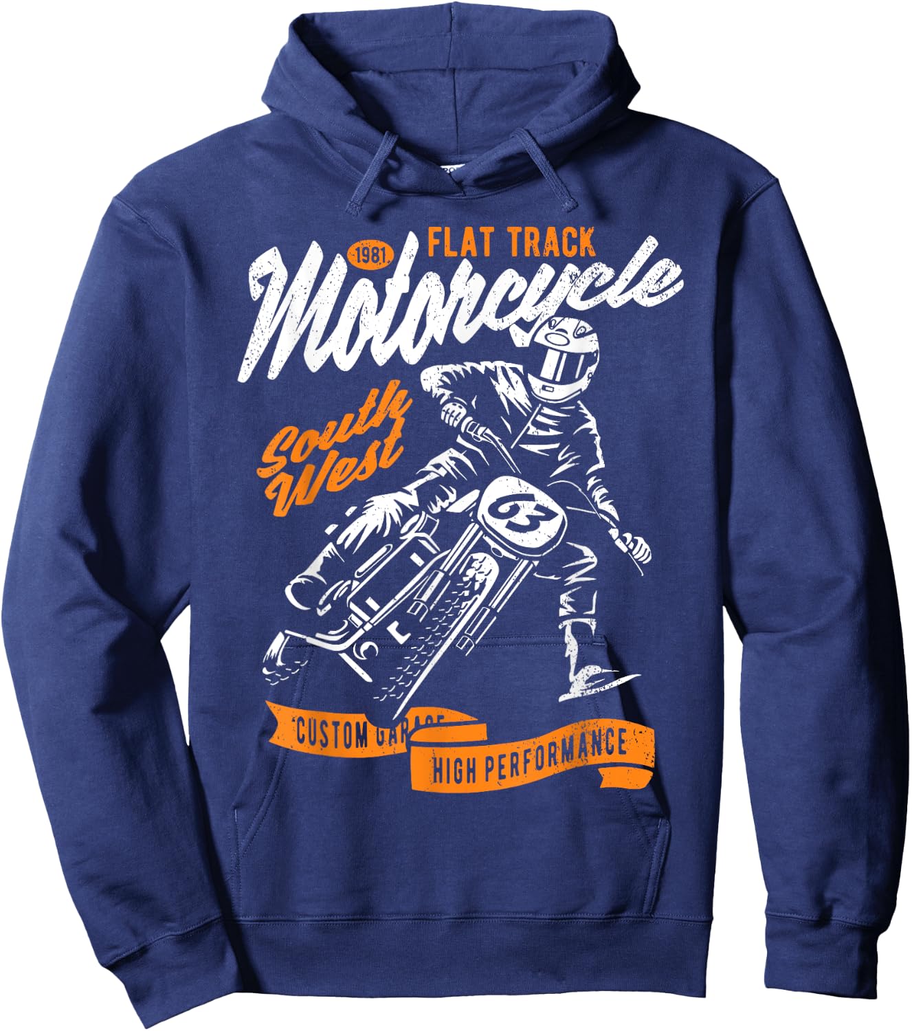 Flat Track Motorcycle Vintage Style Retro Race Design Hoodie - Hoodie | Navy