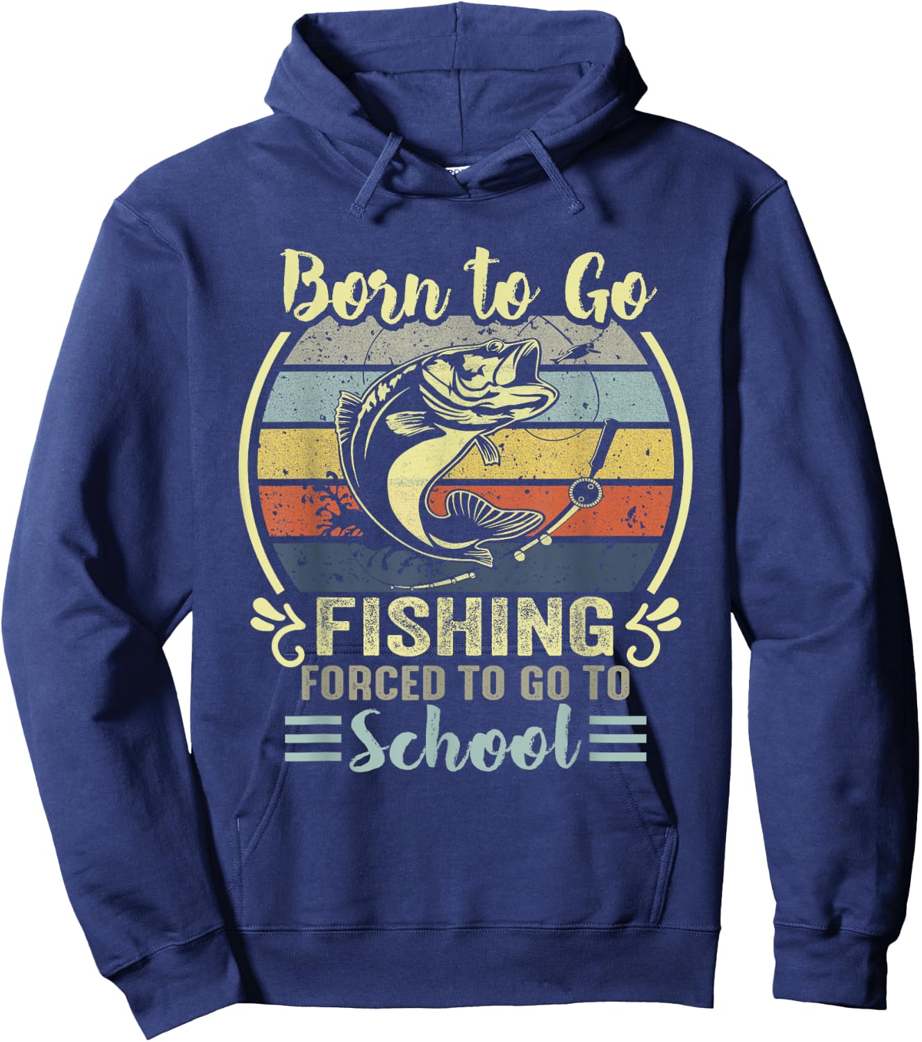 Funny Born to Go Fishing Bass Fish Fisherman Boys Kids Small Hoodie - Hoodie | Navy