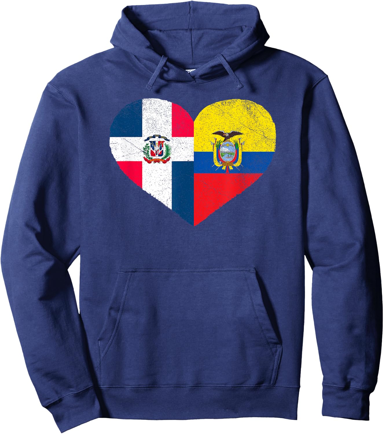 Dominican Ecuadorian Flag Heart Dominican Ecuador Hoodie - Hoodie | Navy