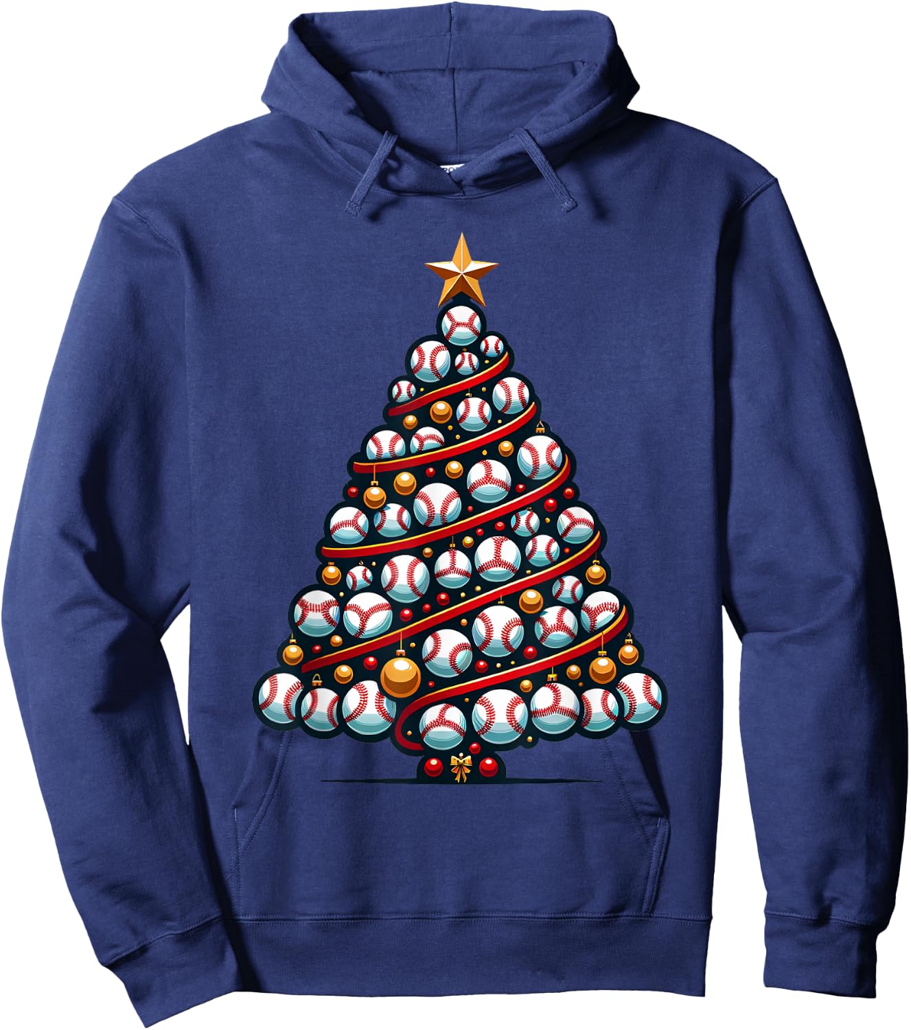 Baseball Christmas Tree For Sports Lovers Player Hoodie - Hoodie | Navy