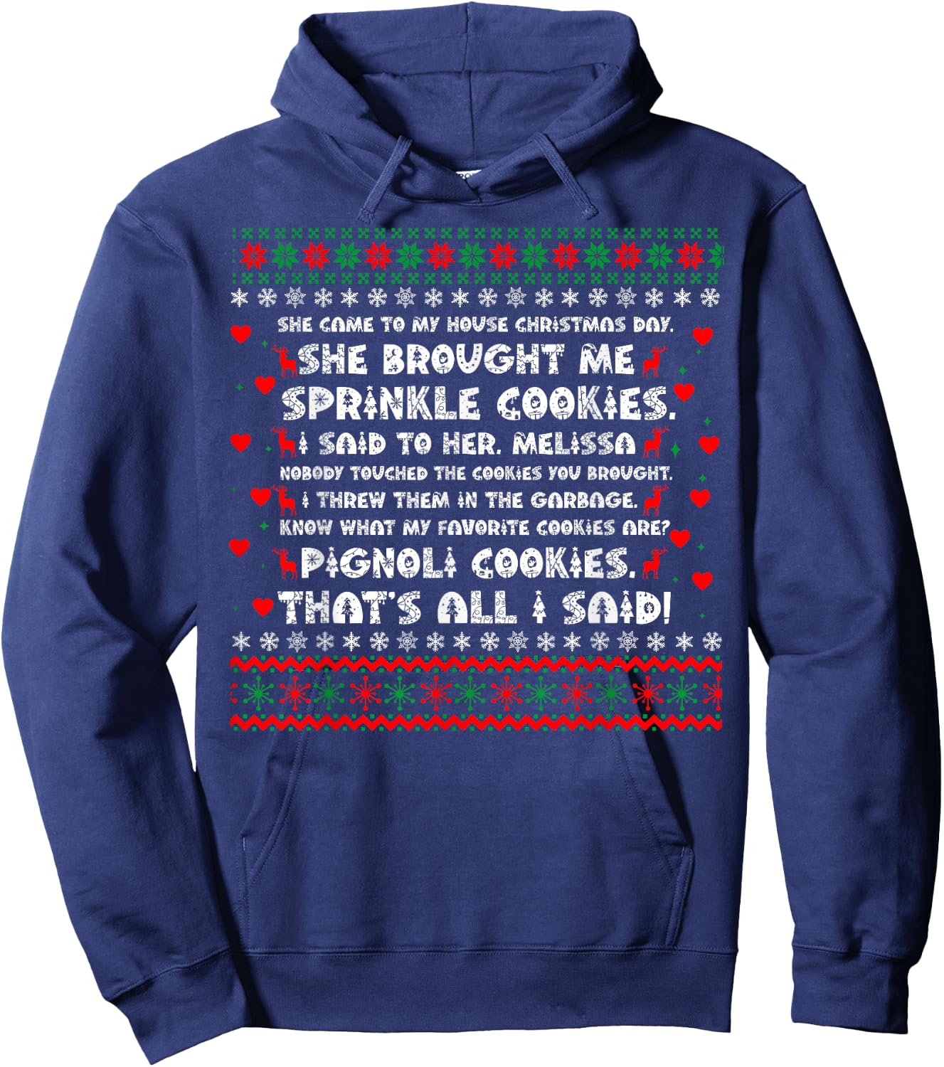 She Brought Me Sprinkle Cookies Ugly Christmas Hoodie - Hoodie | Navy