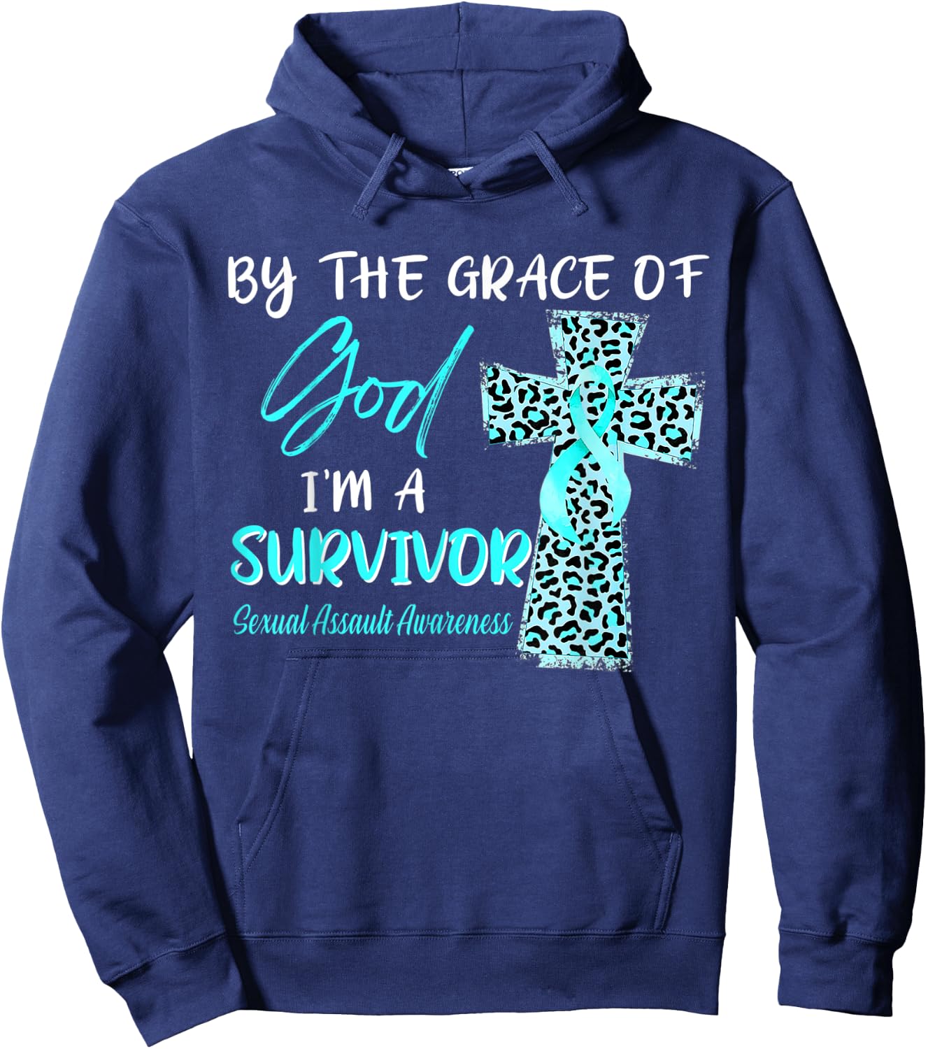 I'm A Survivor Sexual Assault Awareness Teal Ribbon Hoodie - Hoodie | Navy
