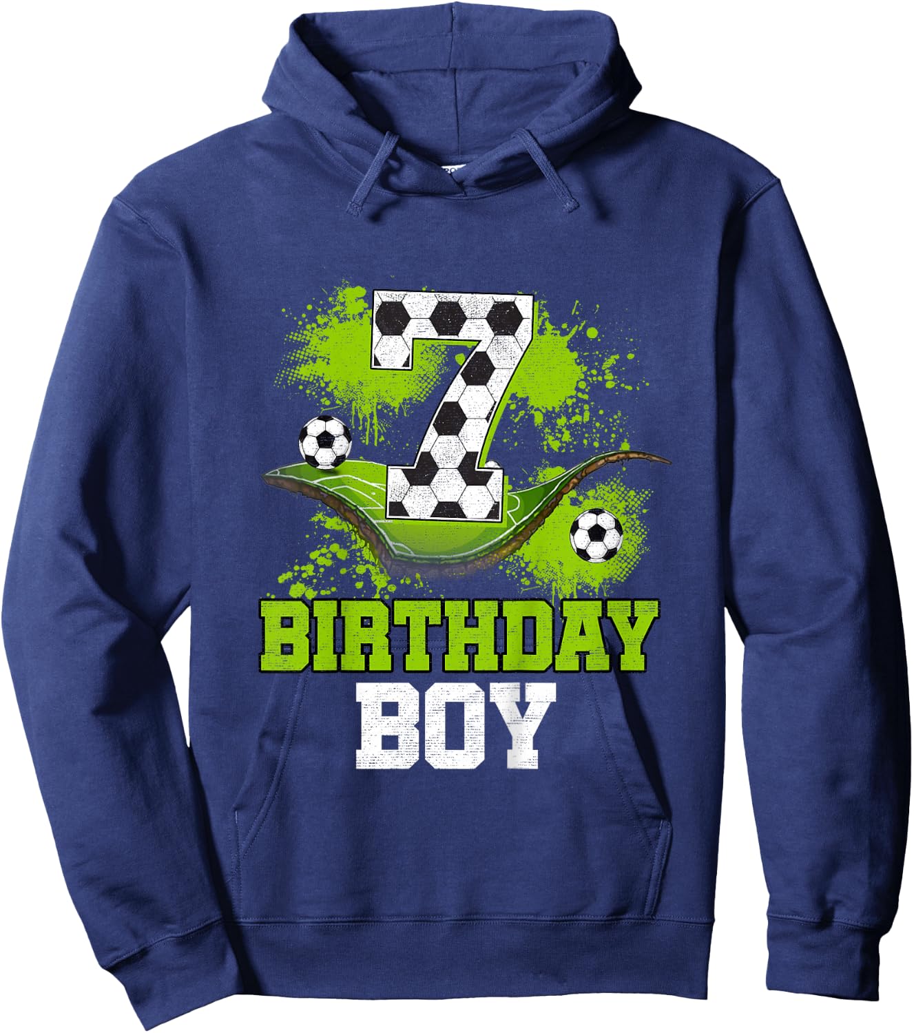 Kids 7th Birthday Boy Kids Soccer Birthday Decorations Hoodie - Hoodie | Navy