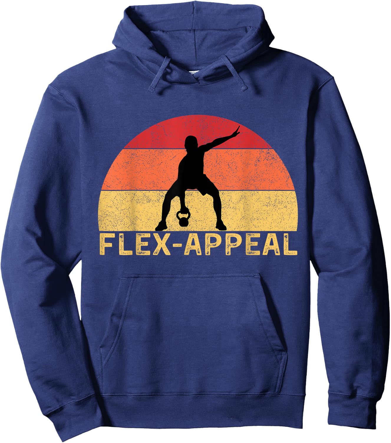 Flex-Appeal Gym Workout Half Retro Sunset Funny Hoodie - Hoodie | Navy