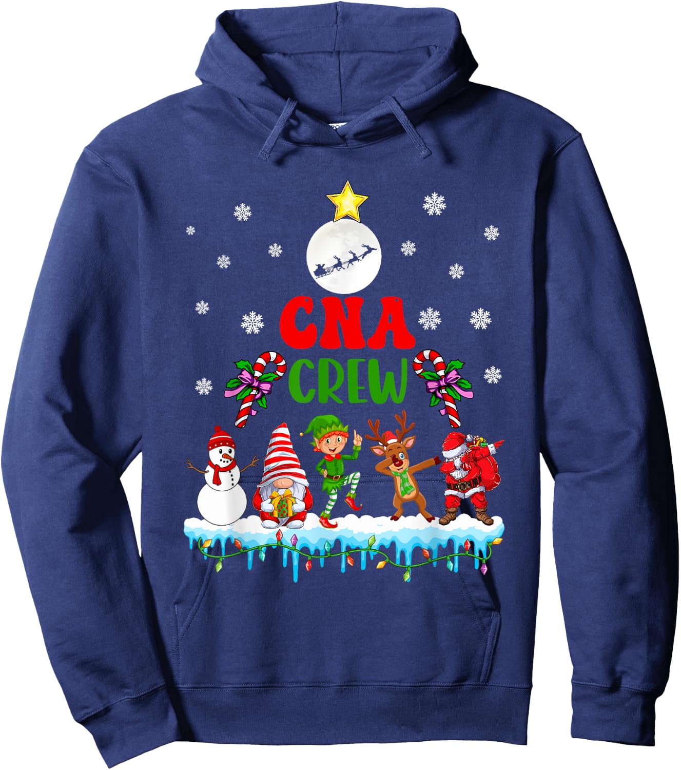 CNA Crew Xmas Dabbing Reindeer Santa Elf Proud Nurse Nursing Hoodie - Hoodie | Navy