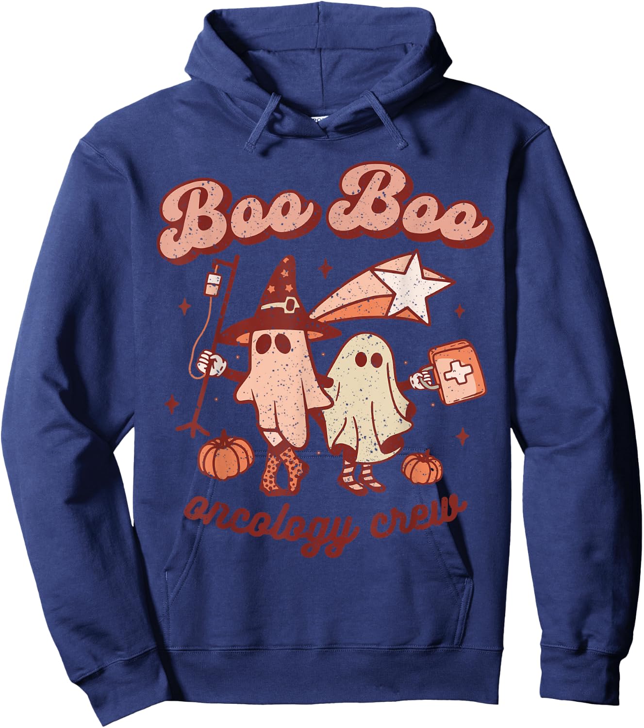 Spooky Boo Oncology Nurse Halloween Crew Fall ONC Nursing Hoodie - Hoodie | Navy