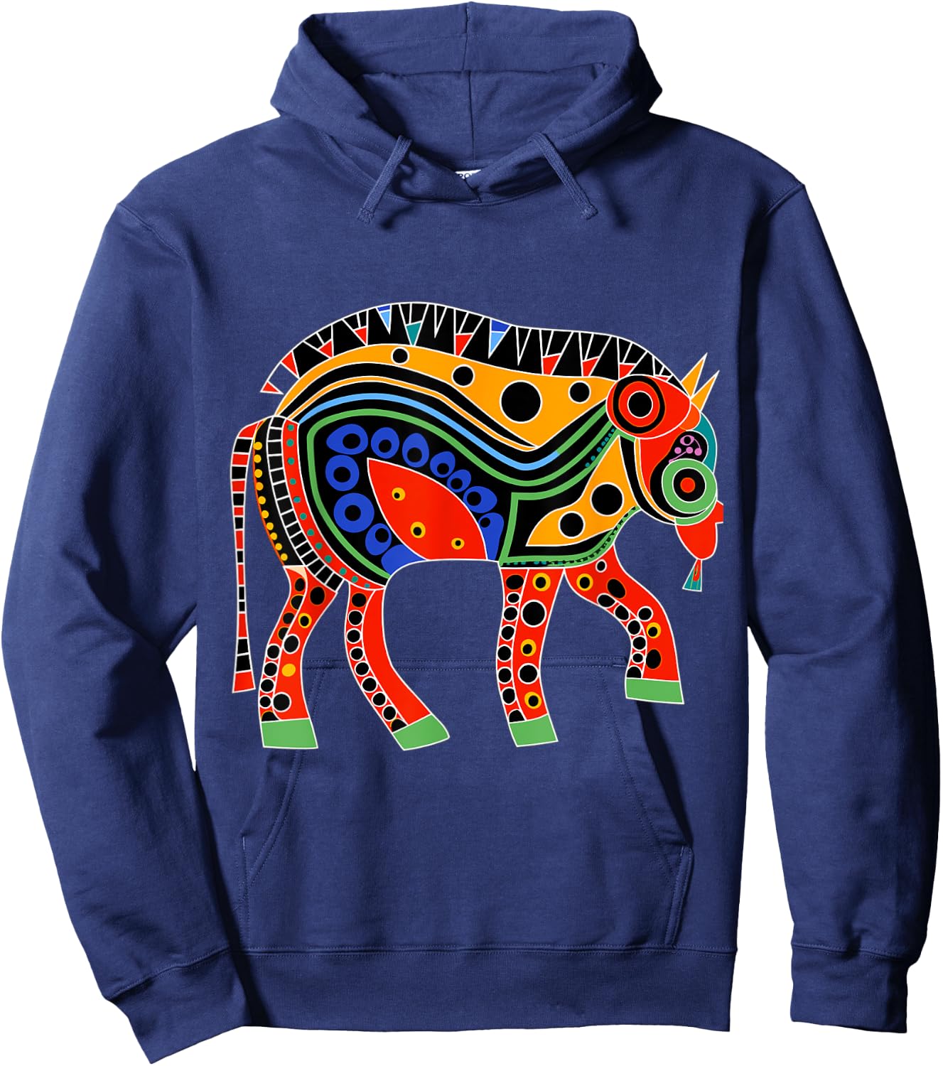 Native American Bison Pacific Northwest Coast Art Style Hoodie - Hoodie | Navy