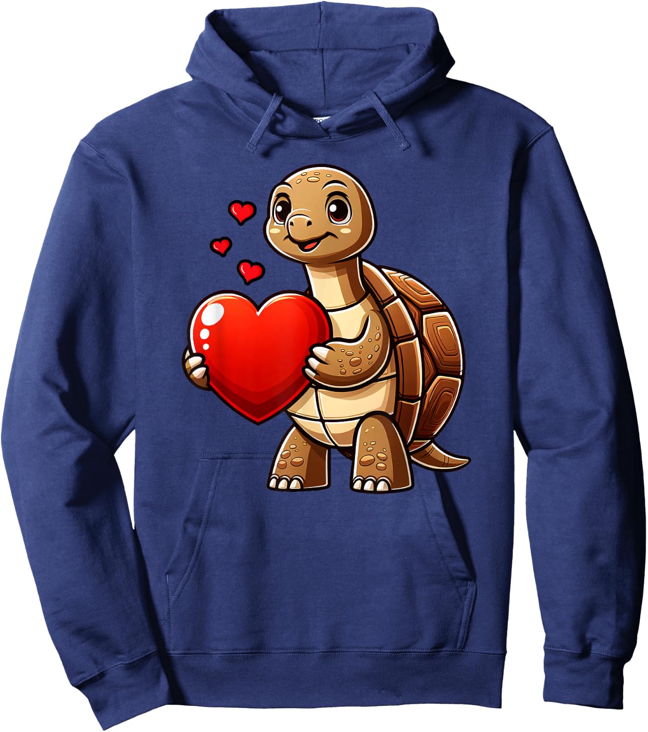 Sulcata Tortoise Turtle Valentines Heart Lover Funny Boys Hoodie - Hoodie | Navy