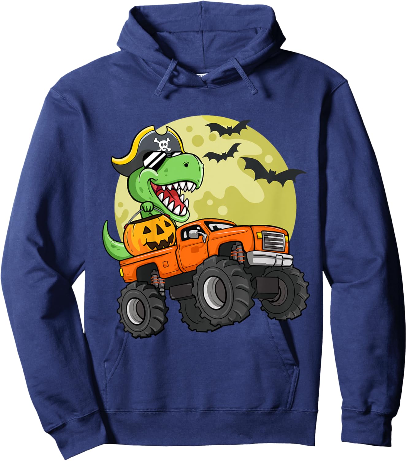 Kids Boys Halloween Monster Truck T-Rex Pirate Dinosaur Toddler Hoodie - Hoodie | Navy
