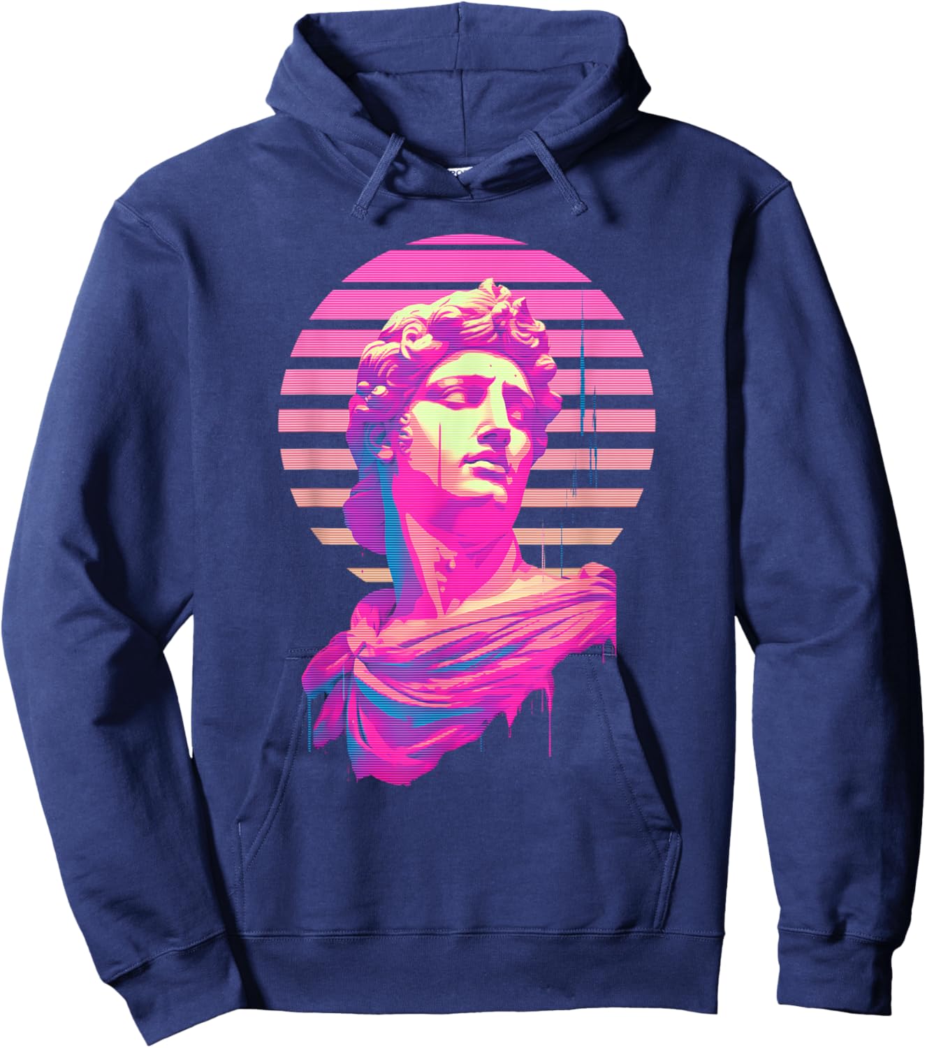 Apollo Vaporwave Aesthetic Greek God Retrowave Graphic Hoodie - Hoodie | Navy
