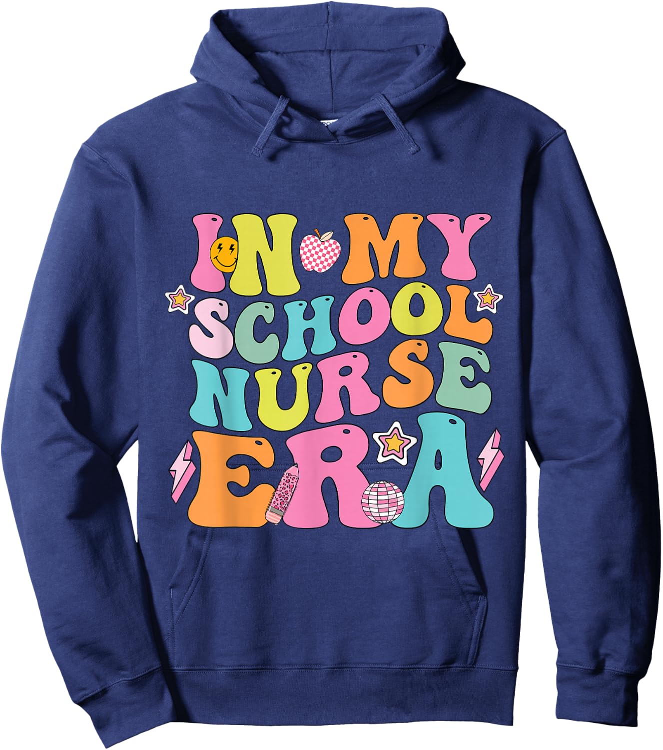 In My School Nurse Era Groovy Back To School Life Hoodie - Hoodie | Navy