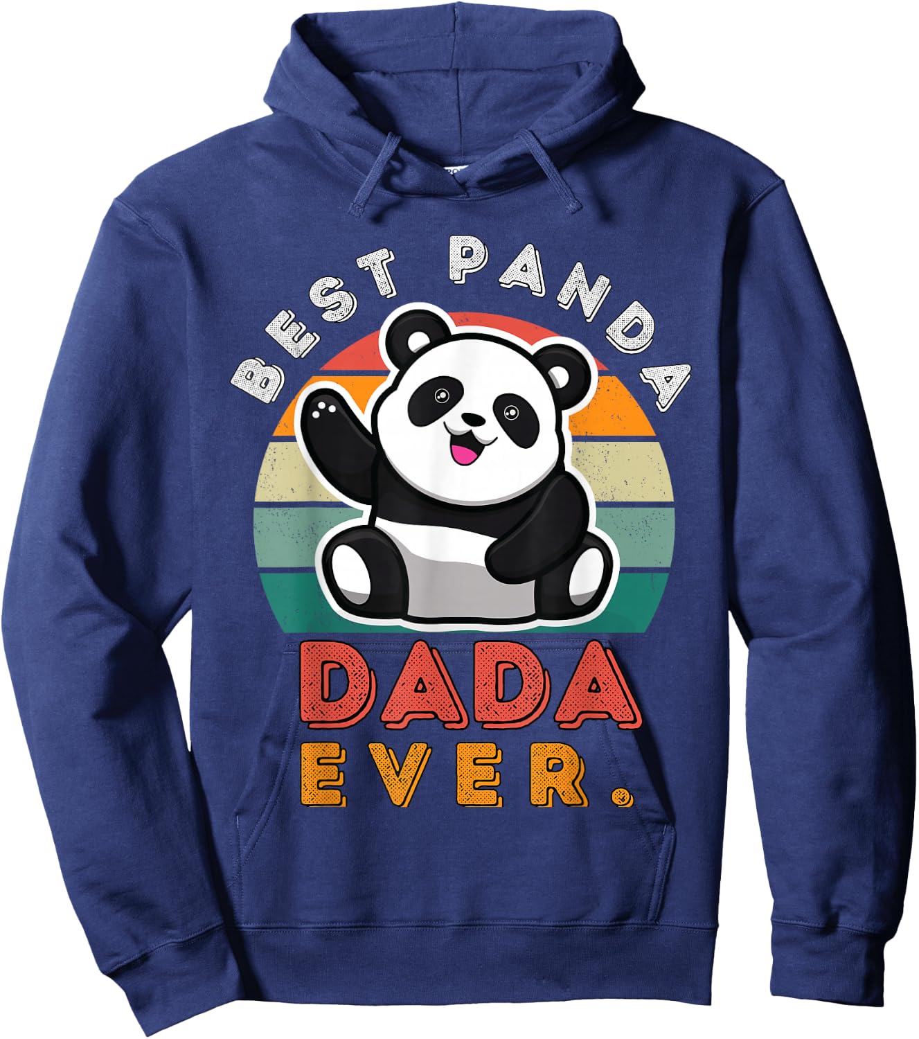 Best Panda Dada Ever Vintage Retro Sunset Kungfu Panda Hoodie - Hoodie | Navy