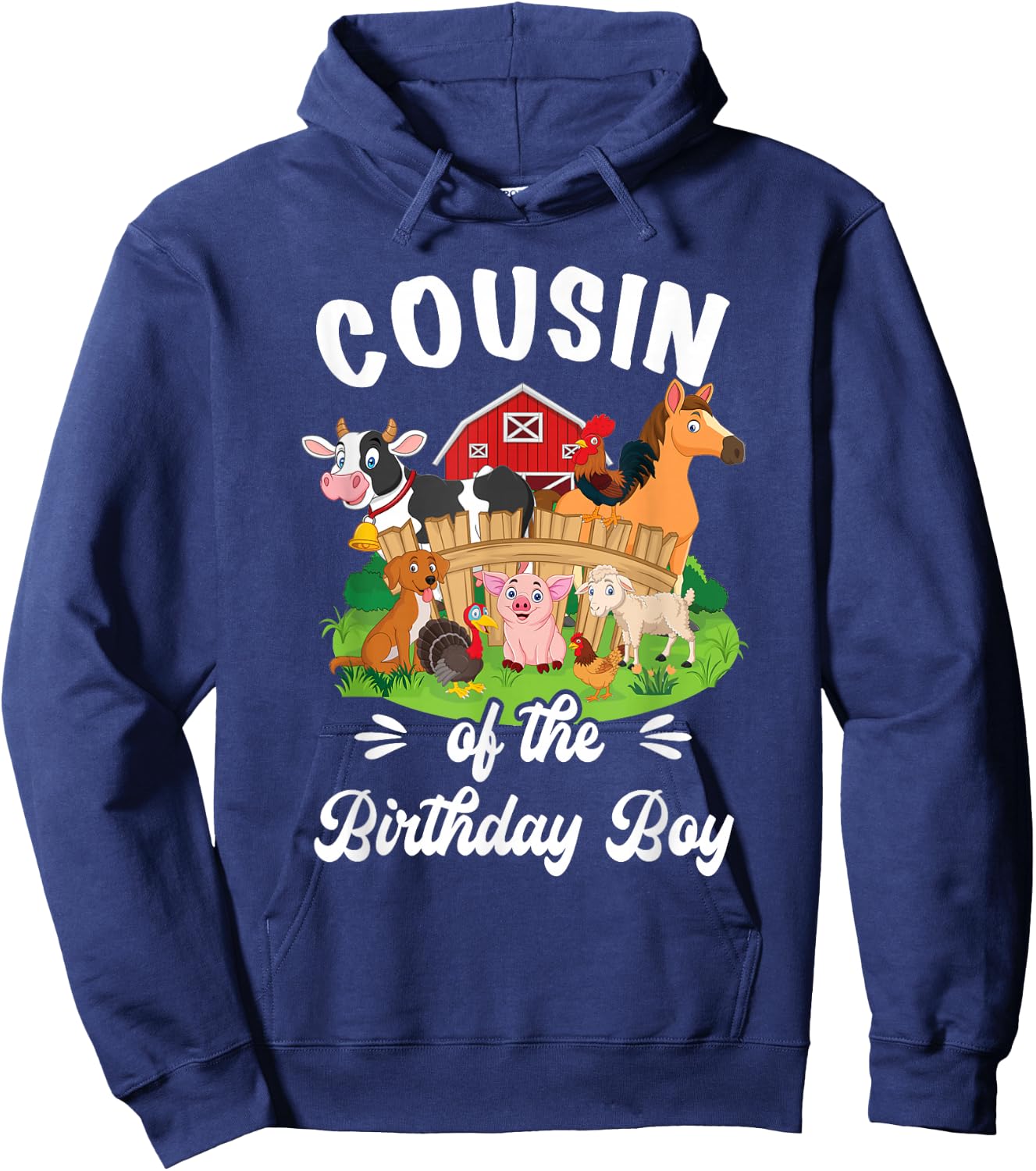 Cousin Of The Birthday boy Party Cow Farm 1St Birthday Party Hoodie - Hoodie | Navy