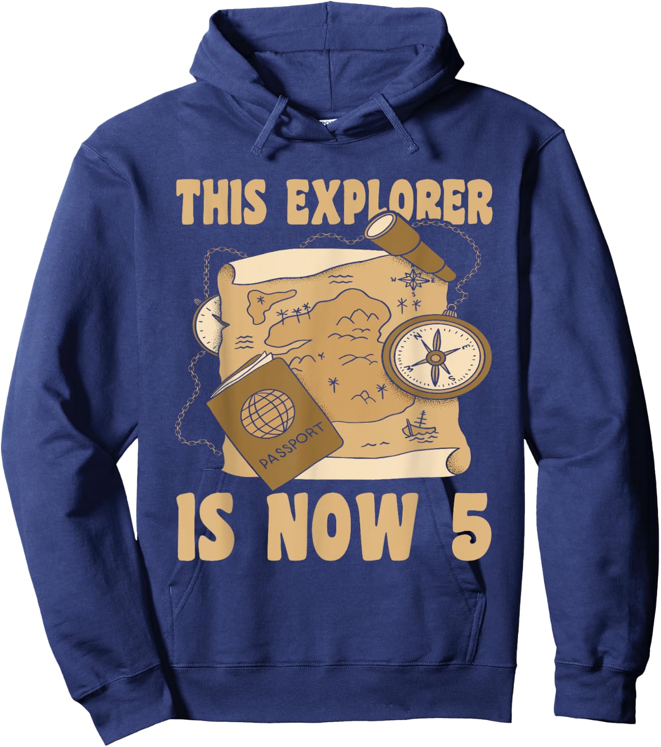 Happy 5 Birthday 5 Year Old Explore Explorer 5th Birthday Hoodie - Hoodie | Navy