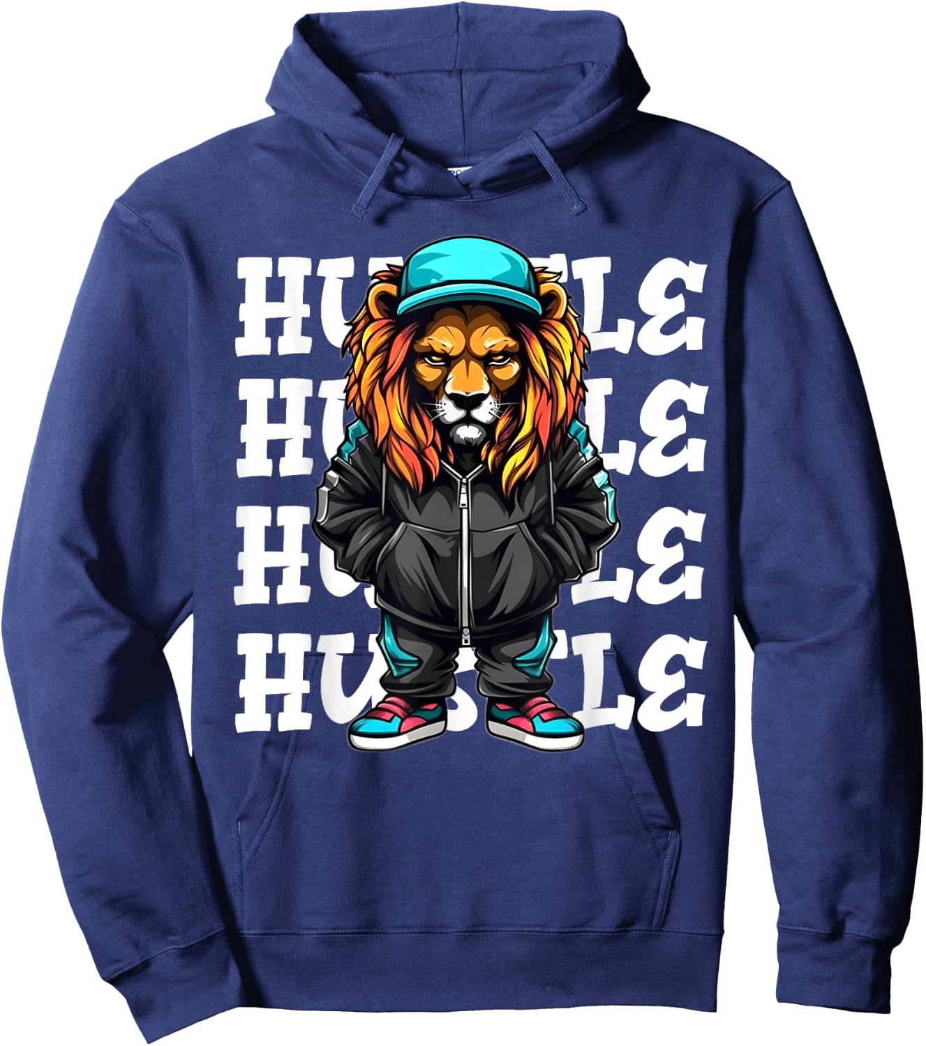 Hip Hop Lion Hustle Money Urban Animal Streetwear Boys Hoodie - Hoodie | Navy