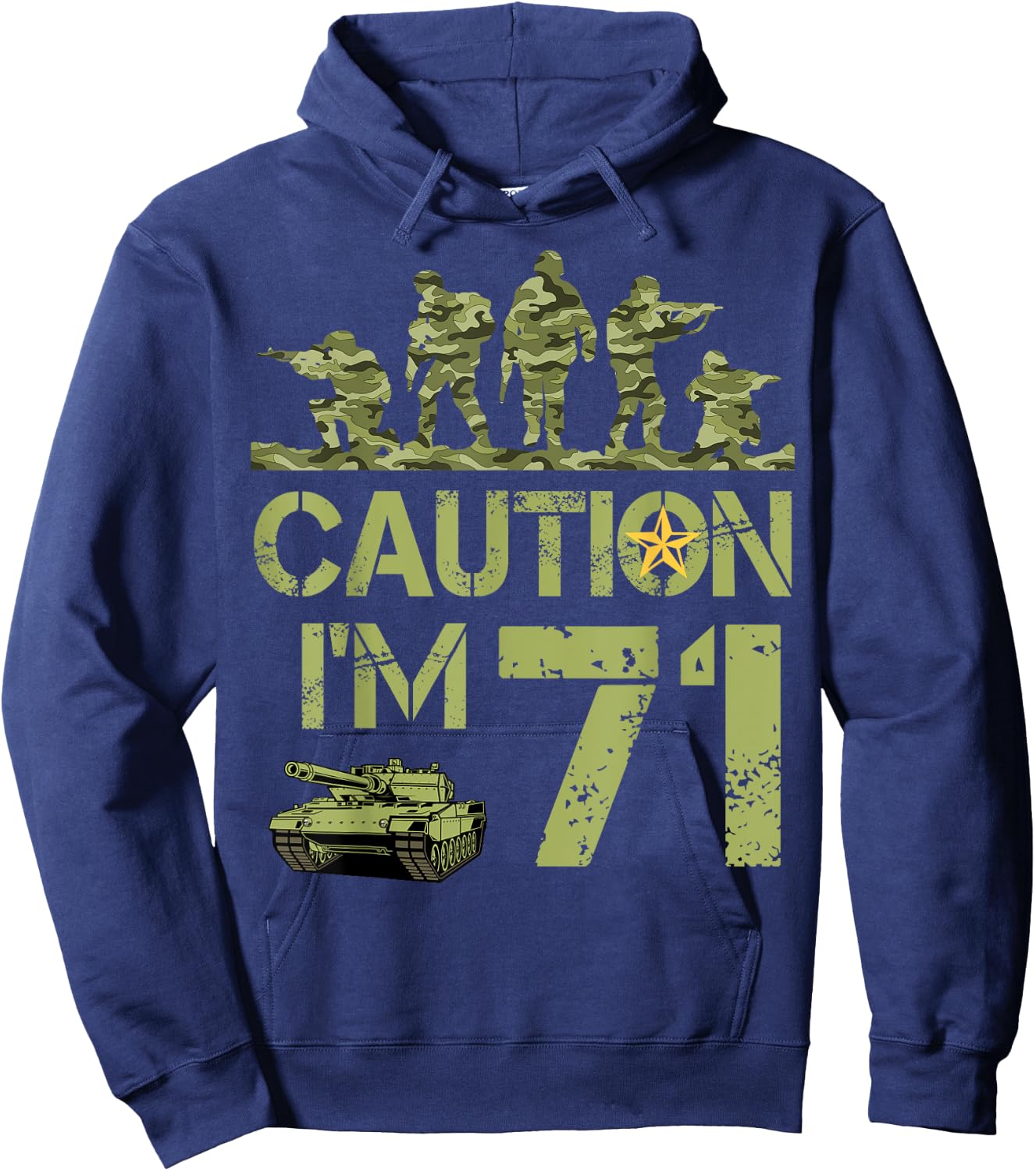 71st Birthday Military I'm 71 Year Old Soldier Camo Birthday Hoodie - Hoodie | Navy