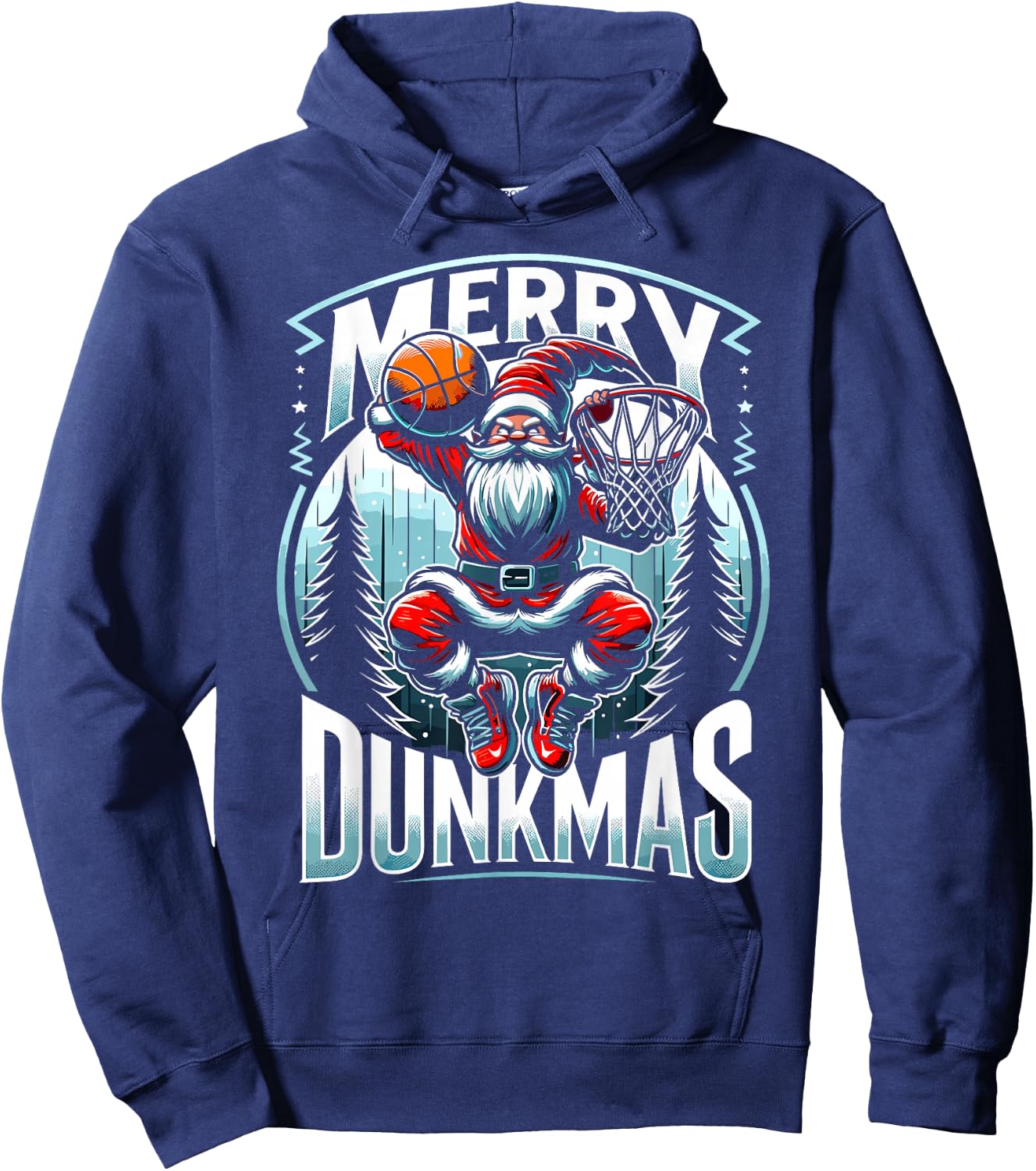 Basketball Gnome Merry Dunkmas, Christmas Basketball Player Hoodie - Hoodie | Navy