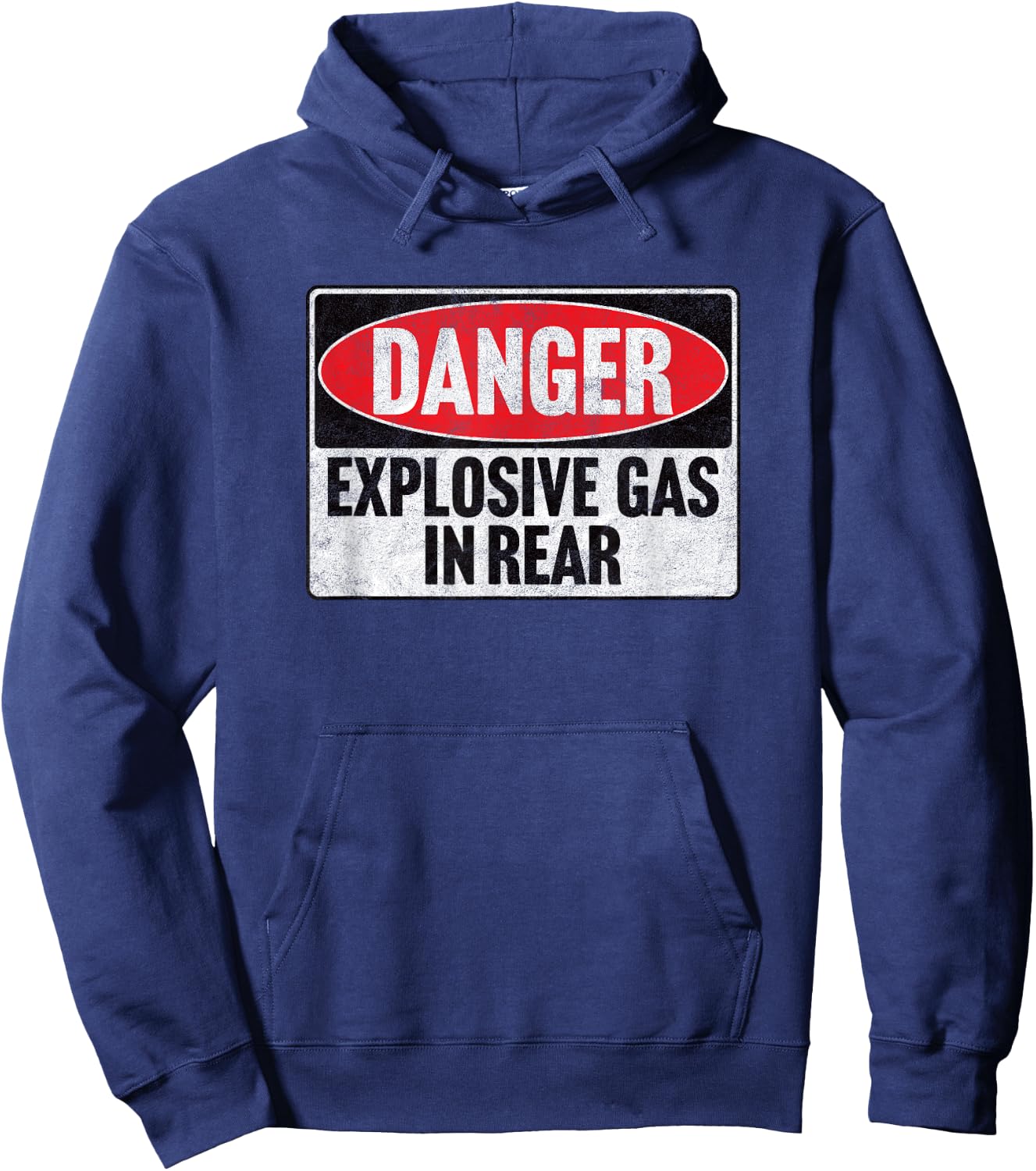 DANGER EXPLOSIVE GAS IN REAR vintage retro 80's fart farting Hoodie - Hoodie | Navy