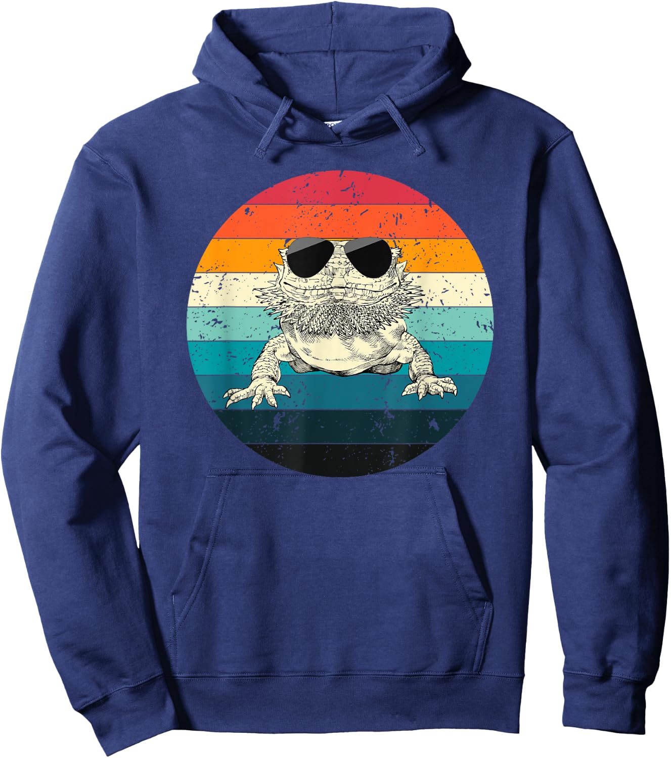 Retro Vintage Bearded Dragon Sunglasses Reptile Animal Lover Hoodie - Hoodie | Navy