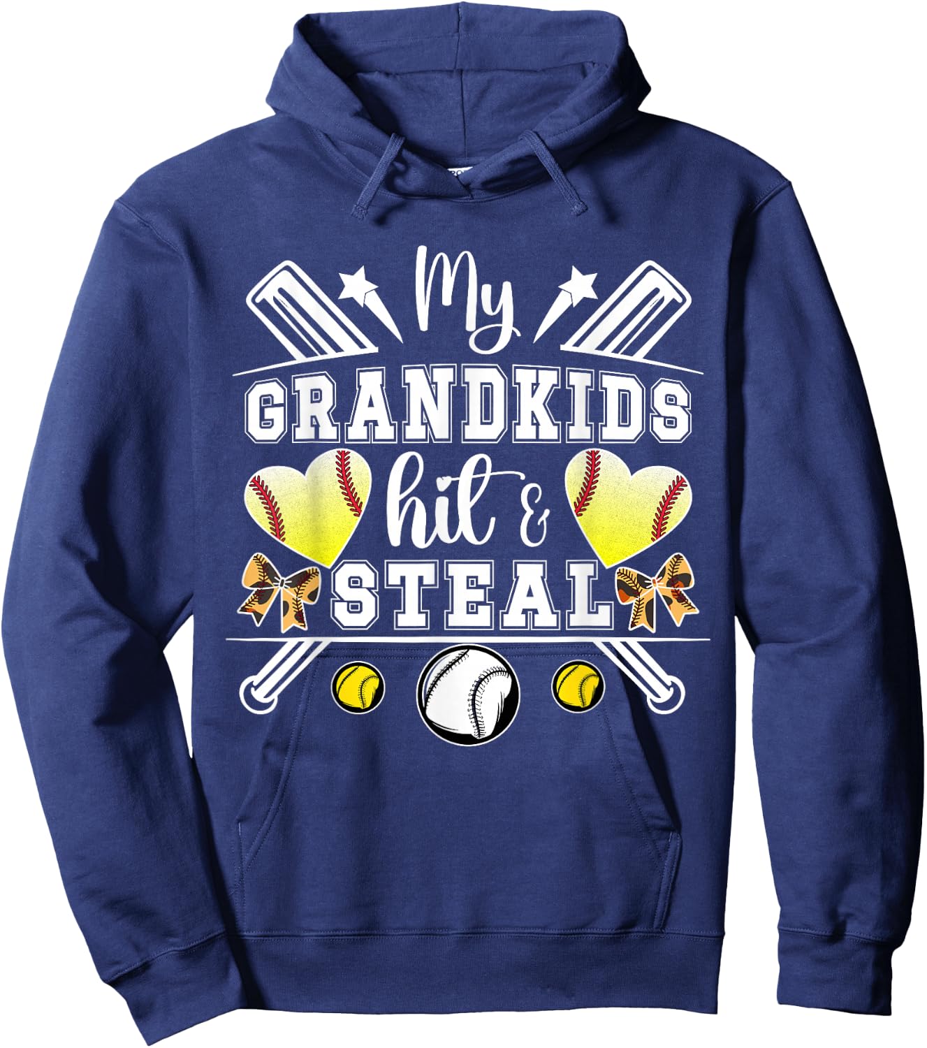 My Grandkids Hit & Steal Baseball Softball Grandma Hoodie - Hoodie | Navy