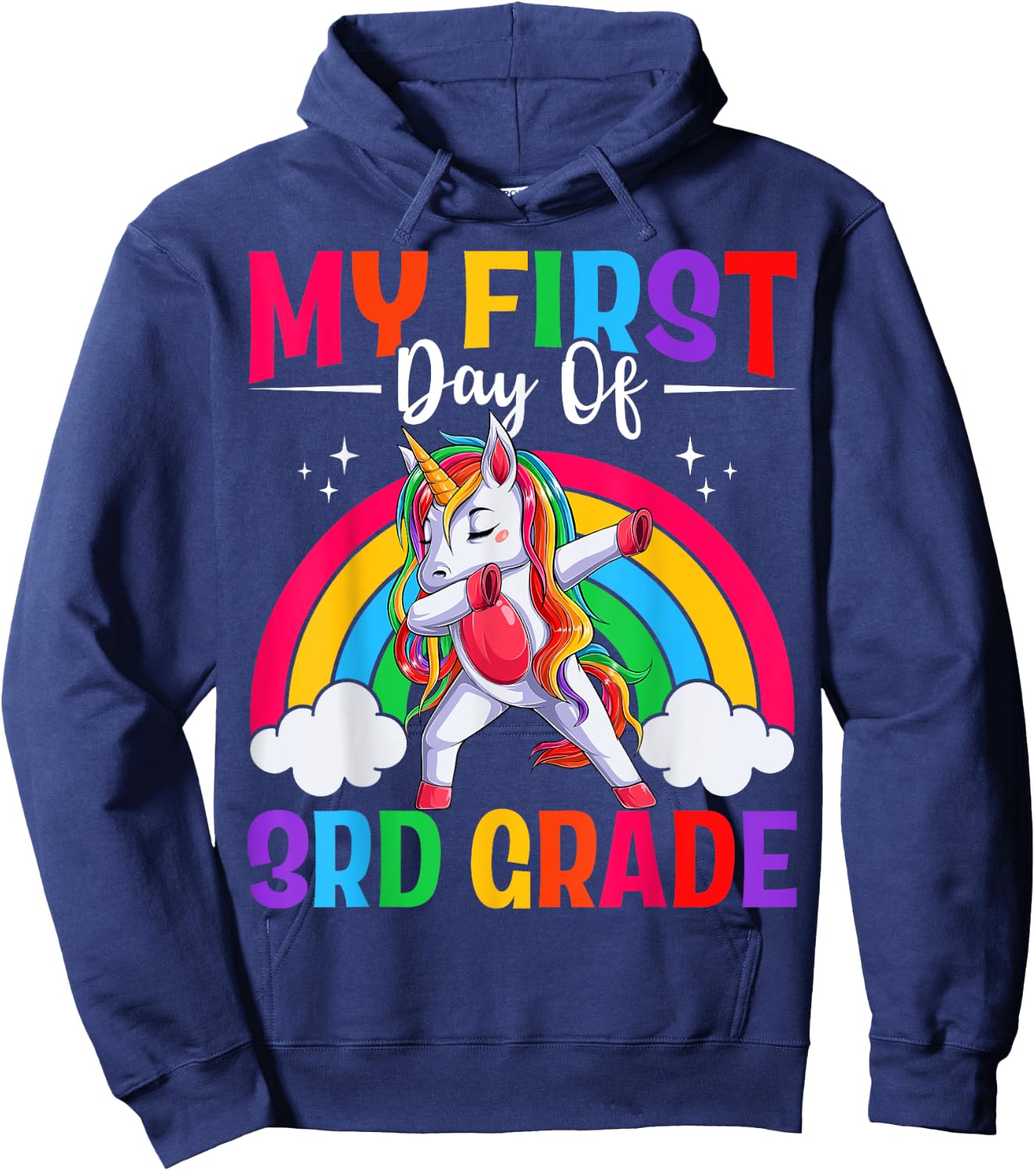 My First Day Of 3rd Grade Unicorn Third Grade Team Girls Hoodie - Hoodie | Navy