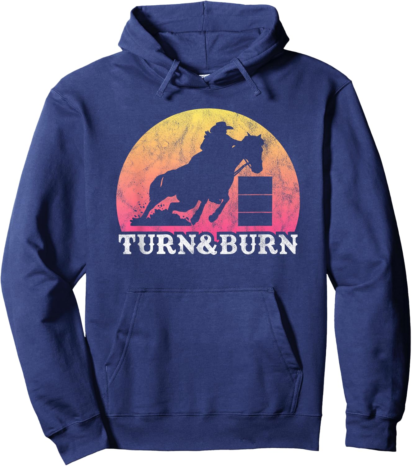 Retro Vintage Barrel Racing - Turn and Burn - Women or Girls Hoodie - Hoodie | Navy