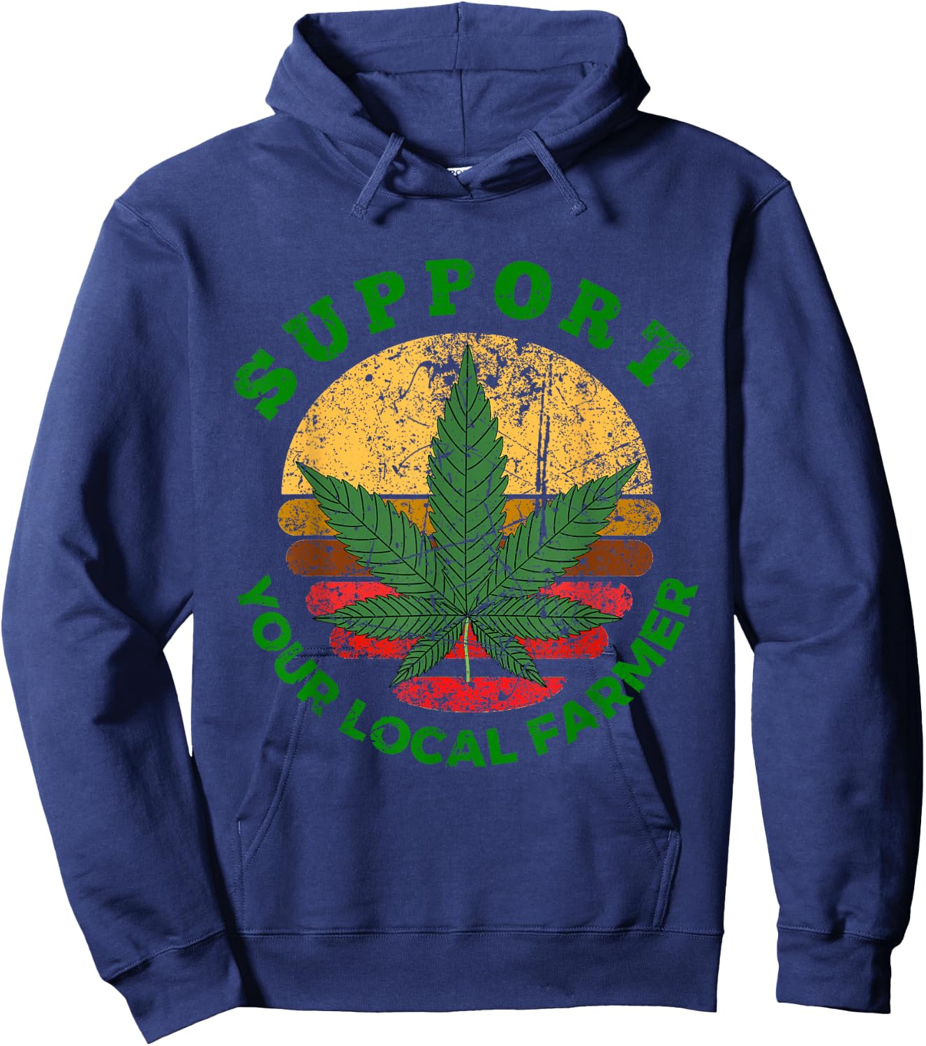 Support Your Local Farmer Marijuana Cannabis 420 Weed Retro Hoodie - Hoodie | Navy