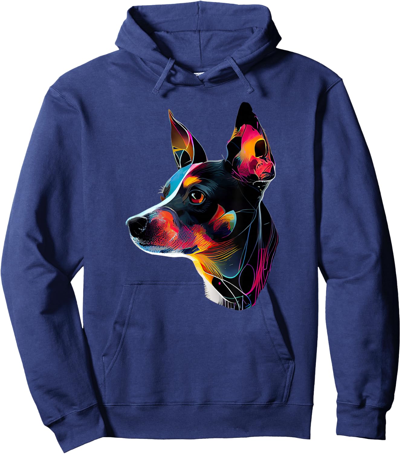 Rat Terrier Mom Designs Rat Terrier Pop Art - Black, Small - Rat Terrier Lovers, Women, -Adults, Short Sleeve, Classic Fit, Cotton 65% Polyester 35% Hoodie - Hoodie | Navy