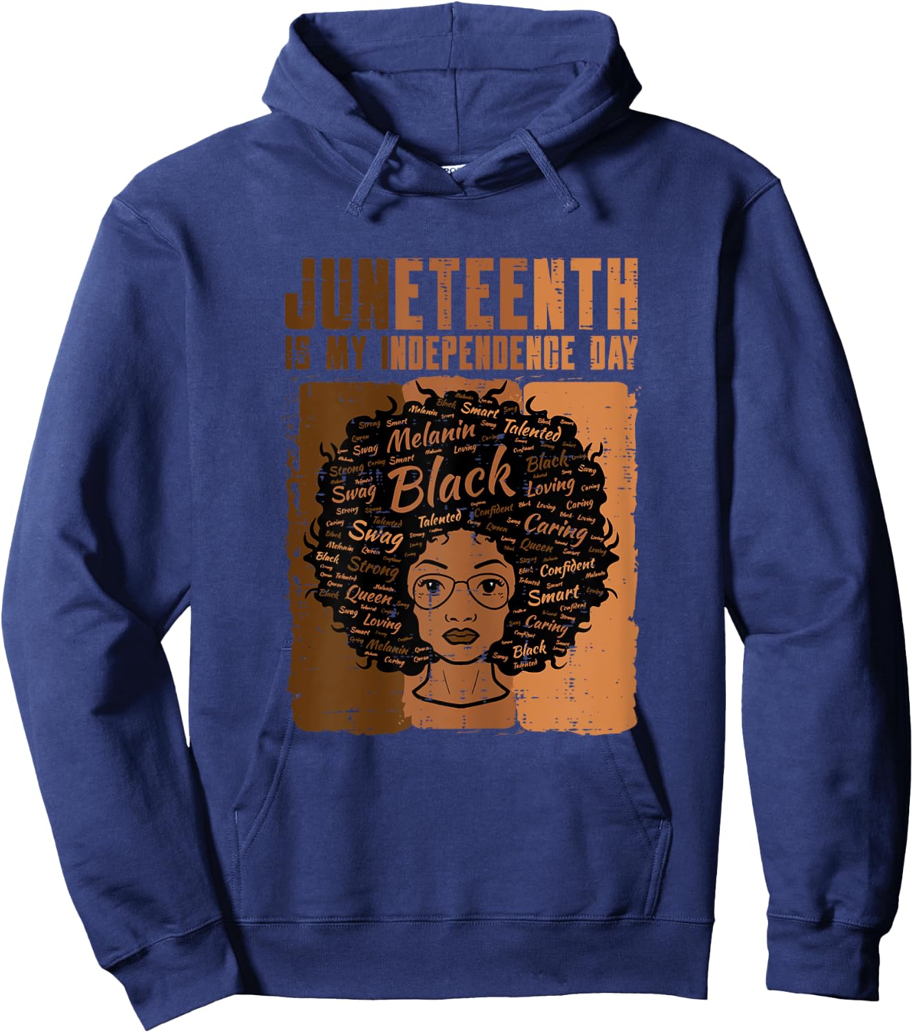Juneteenth Black Woman Independence Day Melanin Women Girls Hoodie - Hoodie | Navy